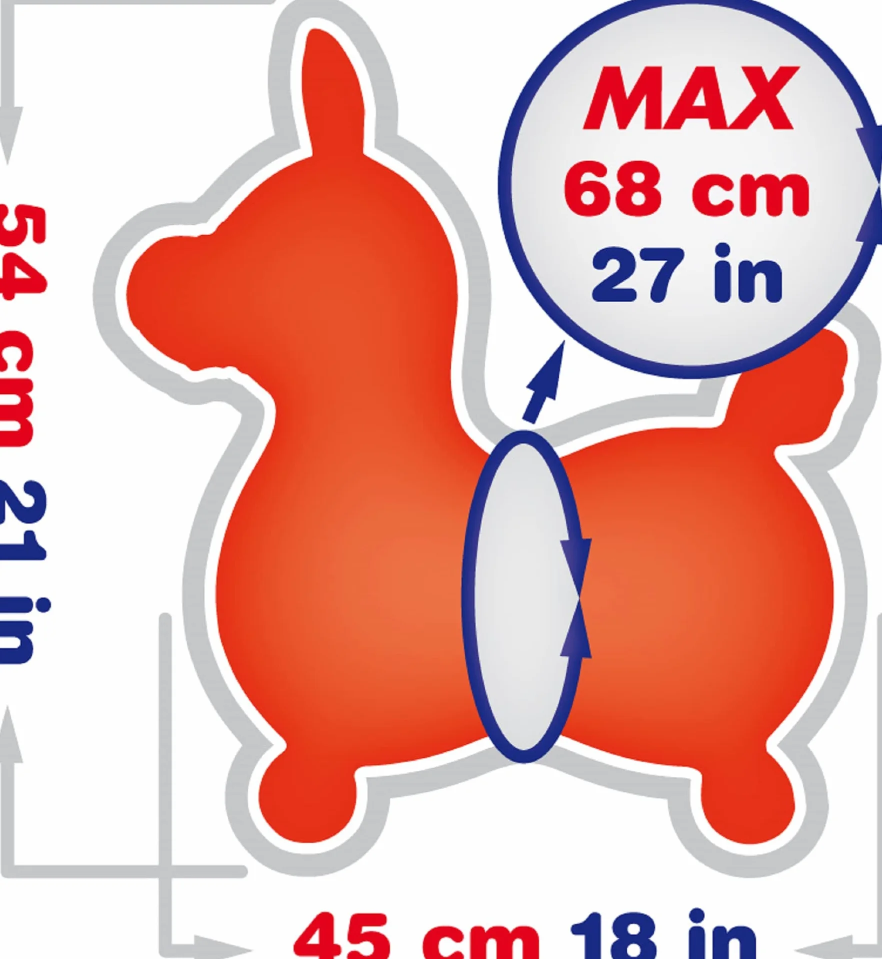 Jakobs 4019960 Rody Dmuchany Koń Skaczący, Czerwony
