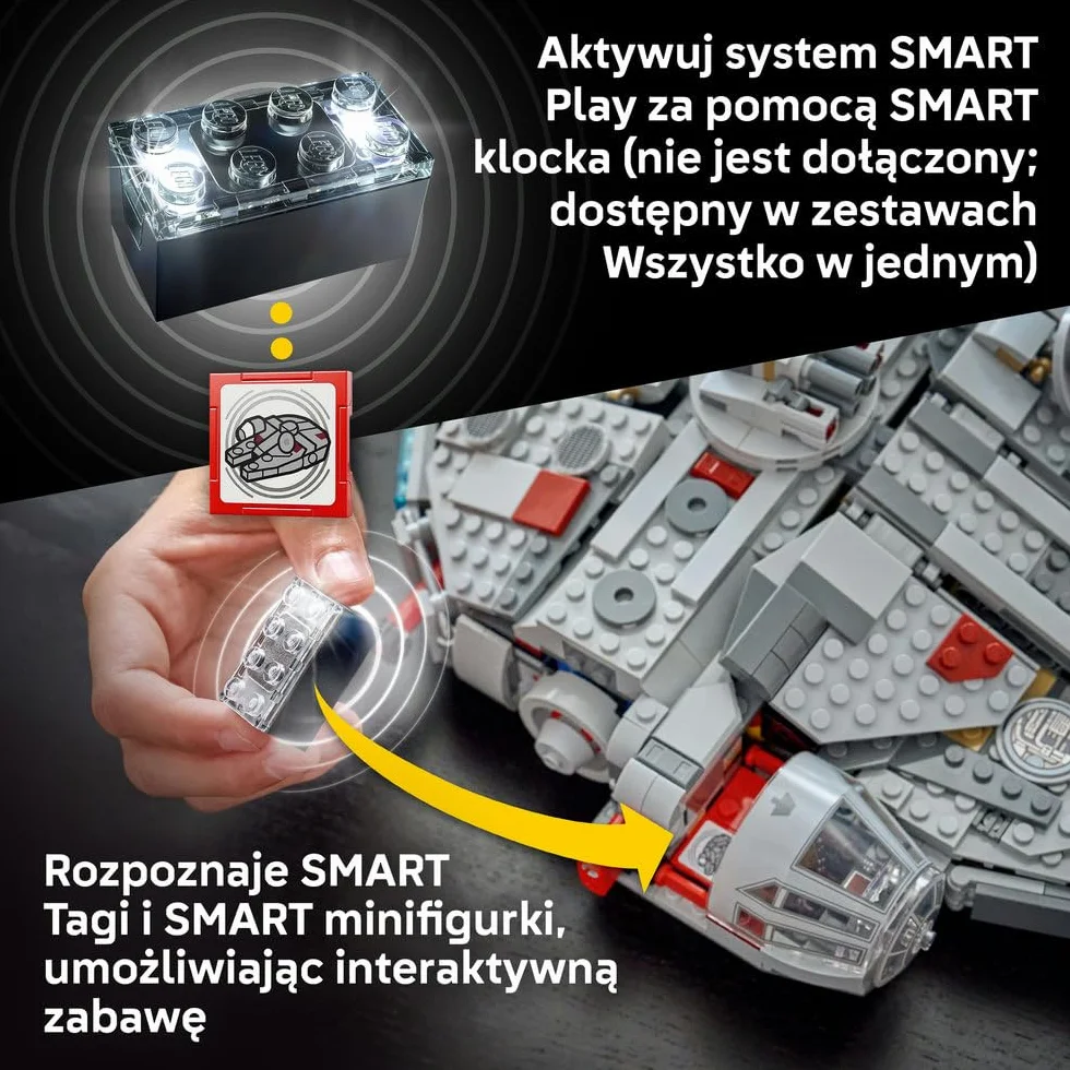 LEGO Star Wars 75426 SMART Play: Sokół Millennium, interaktywna zabawka dla dziecka, zestaw kompatybilny z 4 x SMART Tagami i czterema minifigurkami - pomysł na prezent dla dzieci od 9 lat i fanów