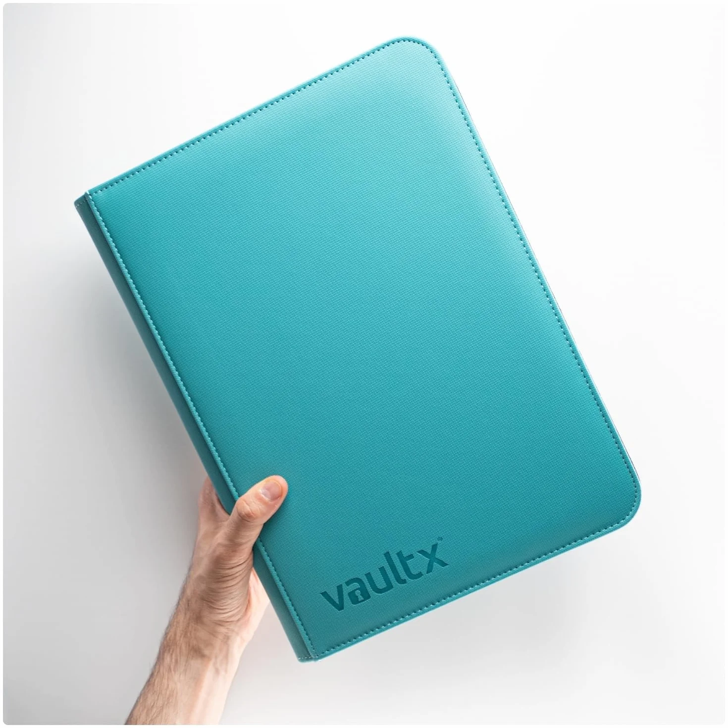 Vault X 9-kieszeniowy segregator na karty kolekcjonerskie z zamkiem, 360 kart, wysokiej jakości materiał Exo-Tec, 20 stron bocznie ładowanych, folder na gry kolekcjonerskie, sportowe, TCG (Turkusowy)
