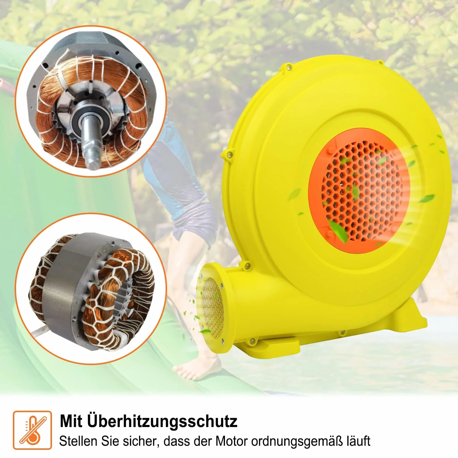 LZQ Dmuchawa powietrza dmuchana zamek, elektryczna dmuchawa do gier dmuchanych z uchwytem, do nadmuchiwanych zabawek, cicha praca, 220-240 V