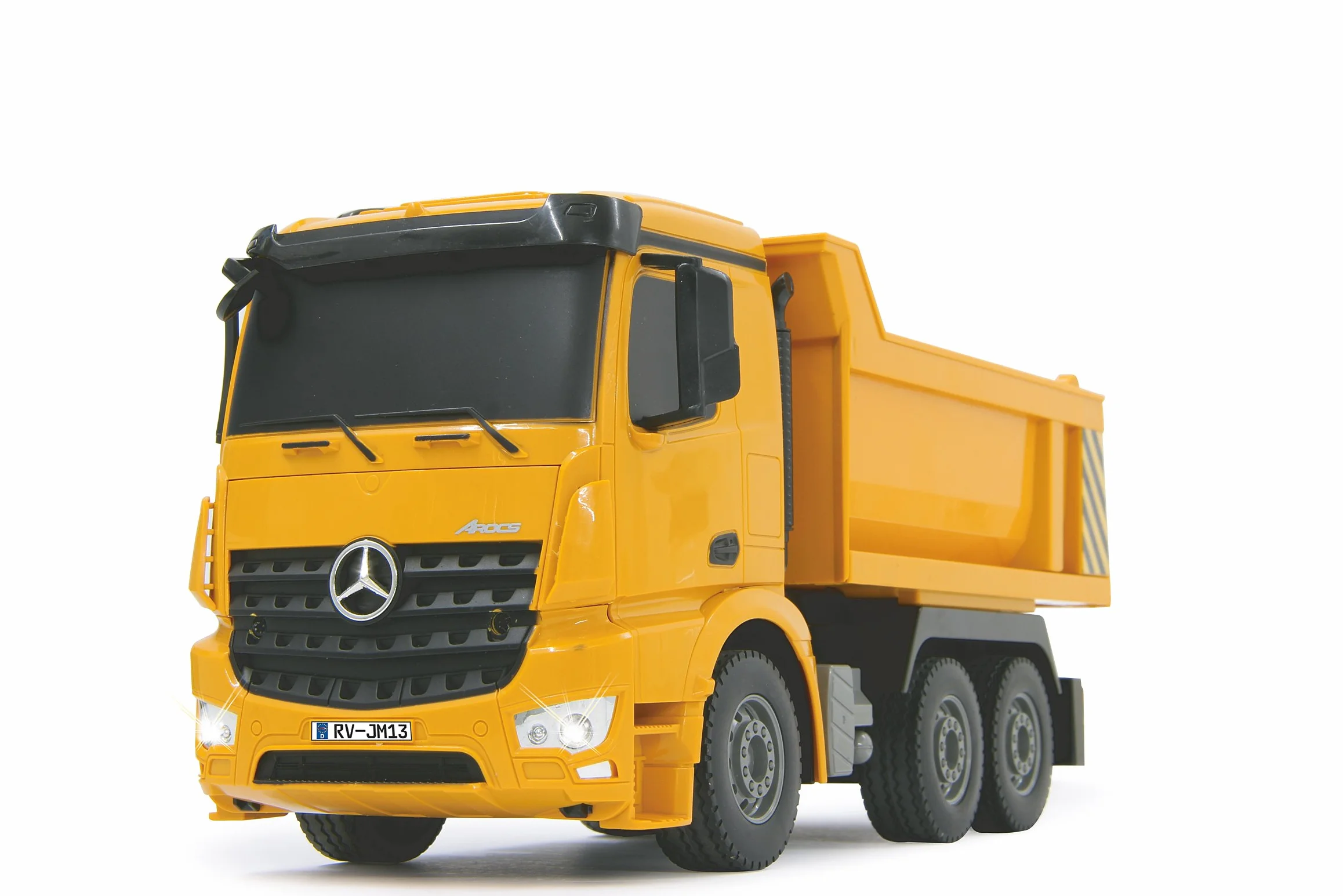 JAMARA 405108 – wywrotka Mercedes Arocs 1:26 2,4 G – wgłębienie uchylne w górę/w dół, światło z przodu, profilowane gumowe opony