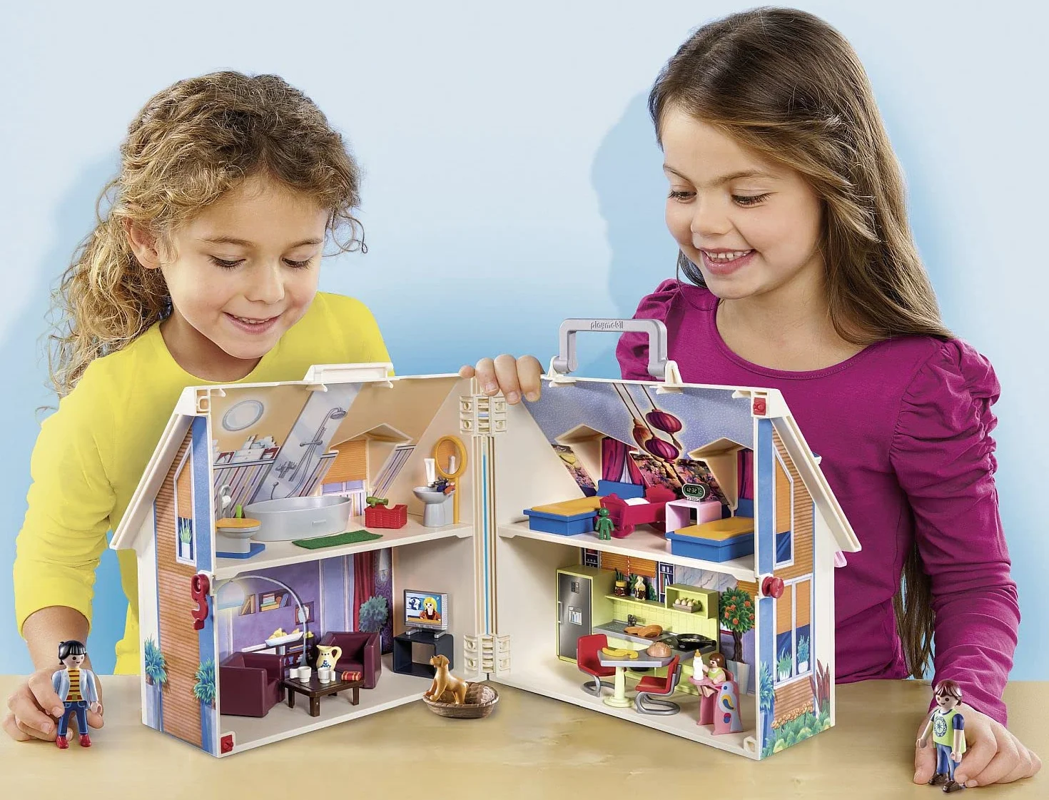 PLAYMOBIL Dollhouse 70985 Przenośny domek dla lalek, do złożenia i zabrania ze sobą, z wieloma dodatkami, od 4 lat