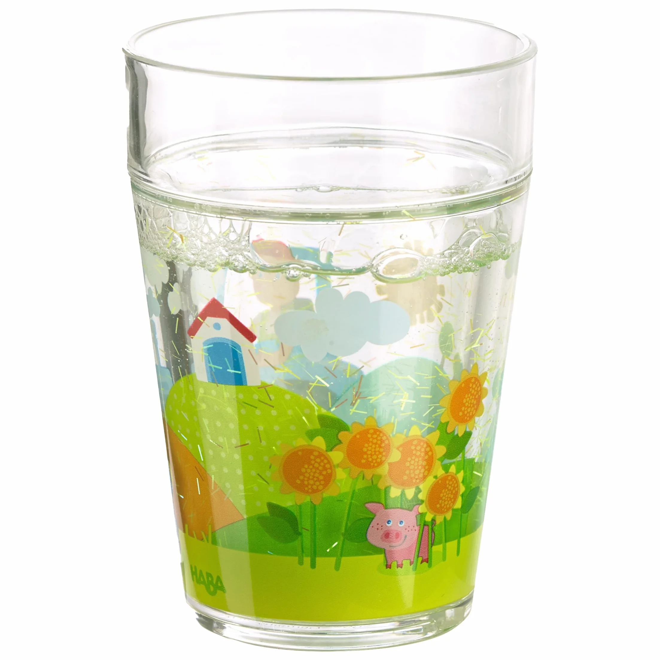HABA Błyszczący kubek do traktora, dla dzieci, plastikowy, wielokrotnego użytku, bez BPA, nieszczelny