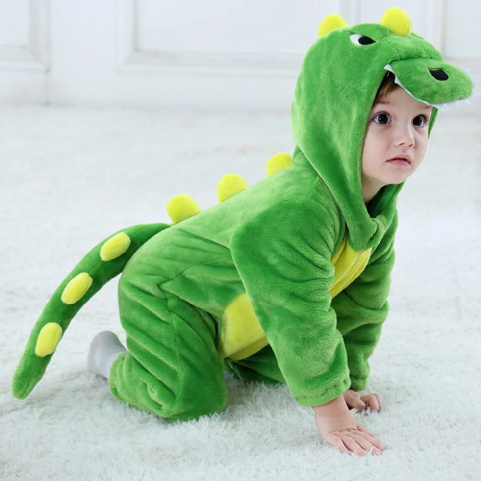 LOLANTA Kostium dla dziecka dinozaura smoka, lis śpioszki flanelowe z kapturem, kostium na Halloween, prezent na Boże Narodzenie