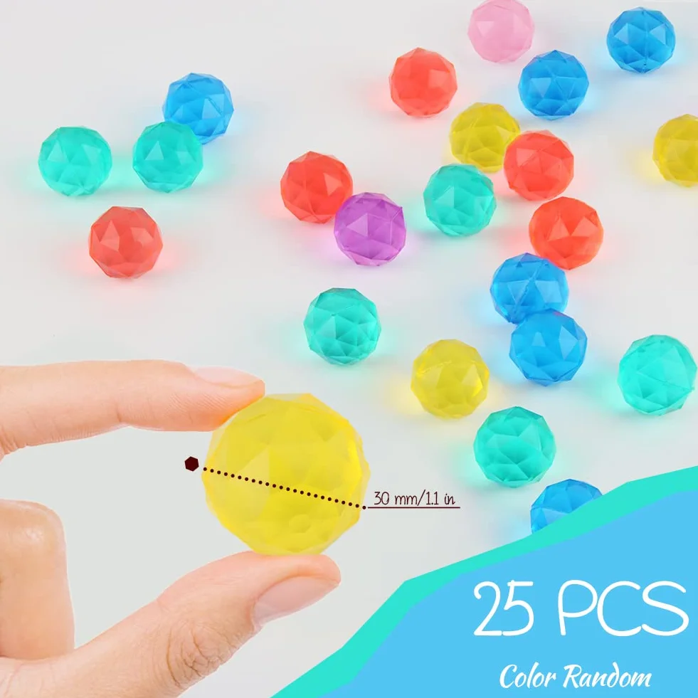 FineFun 25 sztuk 30 mm odbijające piłeczki dla dzieci, małe, gumowe, mieszane kolorowe odbijające się kulki, bouncing ball na przyjęcie urodzinowe