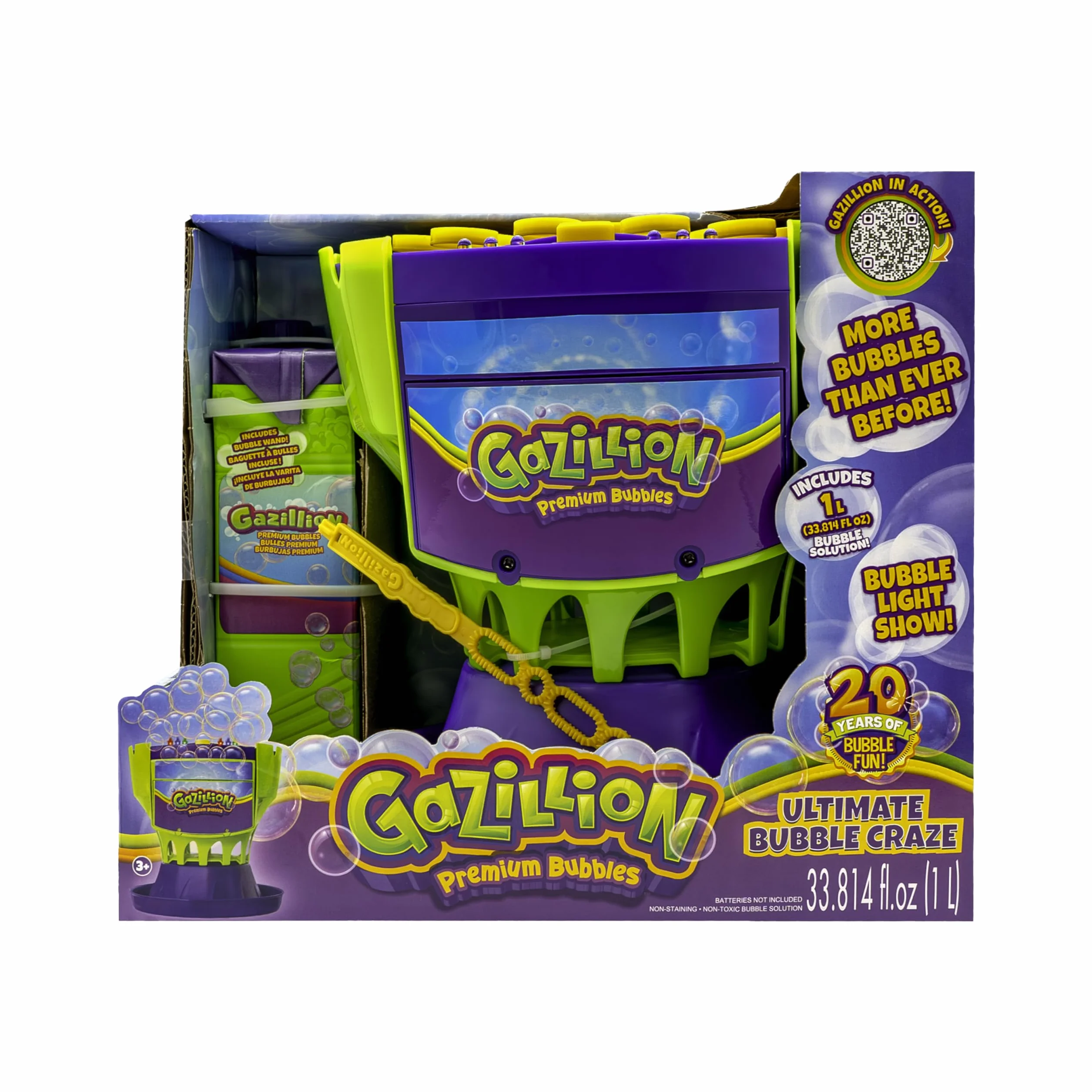 Gazillion Ultimate Bubble Craze Machine Mega elektryczna maszyna do baniek dla dzieci, imprezy, uroczystości i aktywności na świeżym powietrzu oraz tryb imprezowy, zmieniające kolory, światła LED