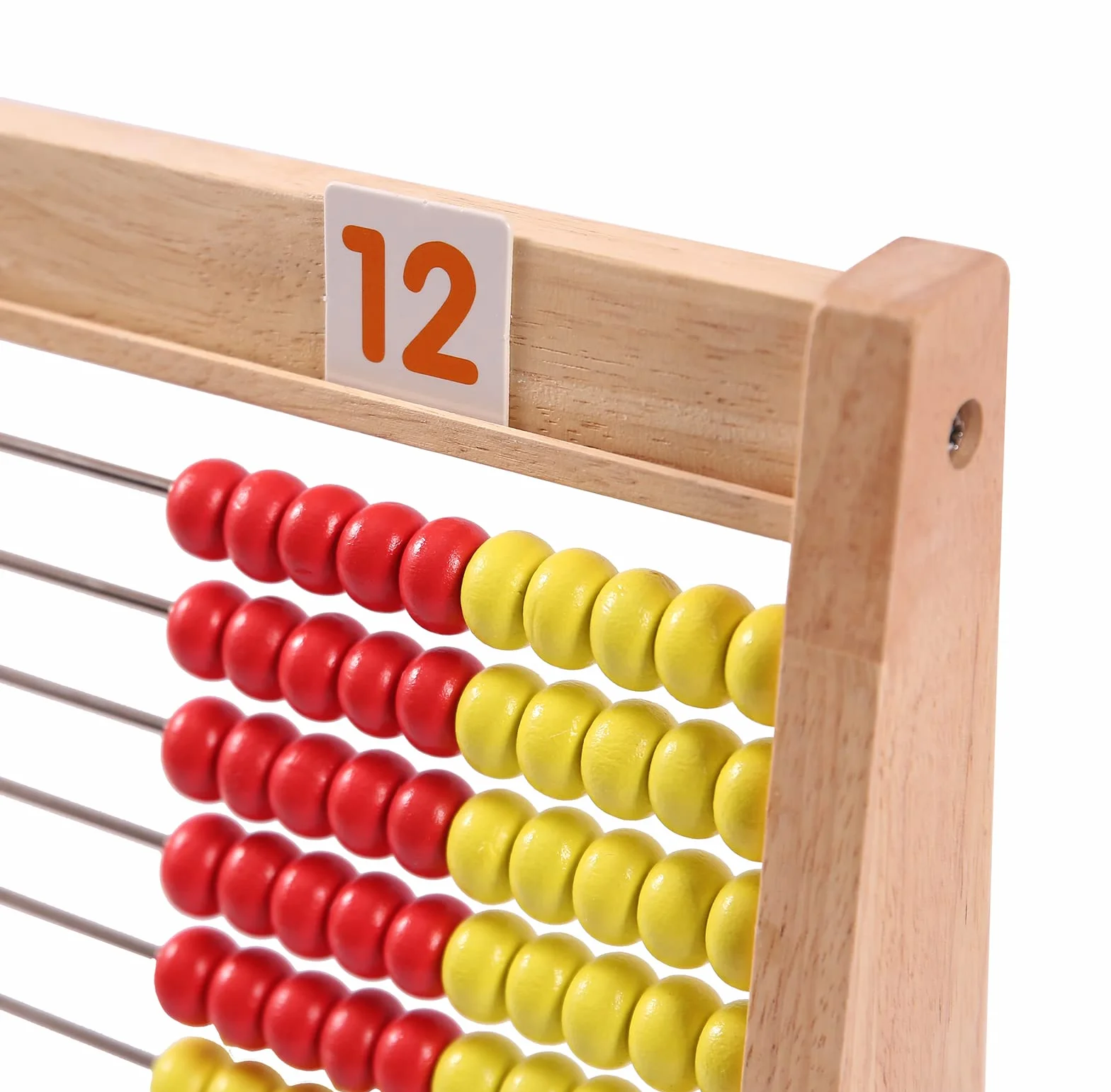 Rama do liczenia czerwono-żółta liczydło drewniane z 100 prętami liczącymi i kartami liczb od 1 do 100, student abakus, suwak rachunkowy, ramka do liczenia dla dzieci, do szkoły podstawowej,