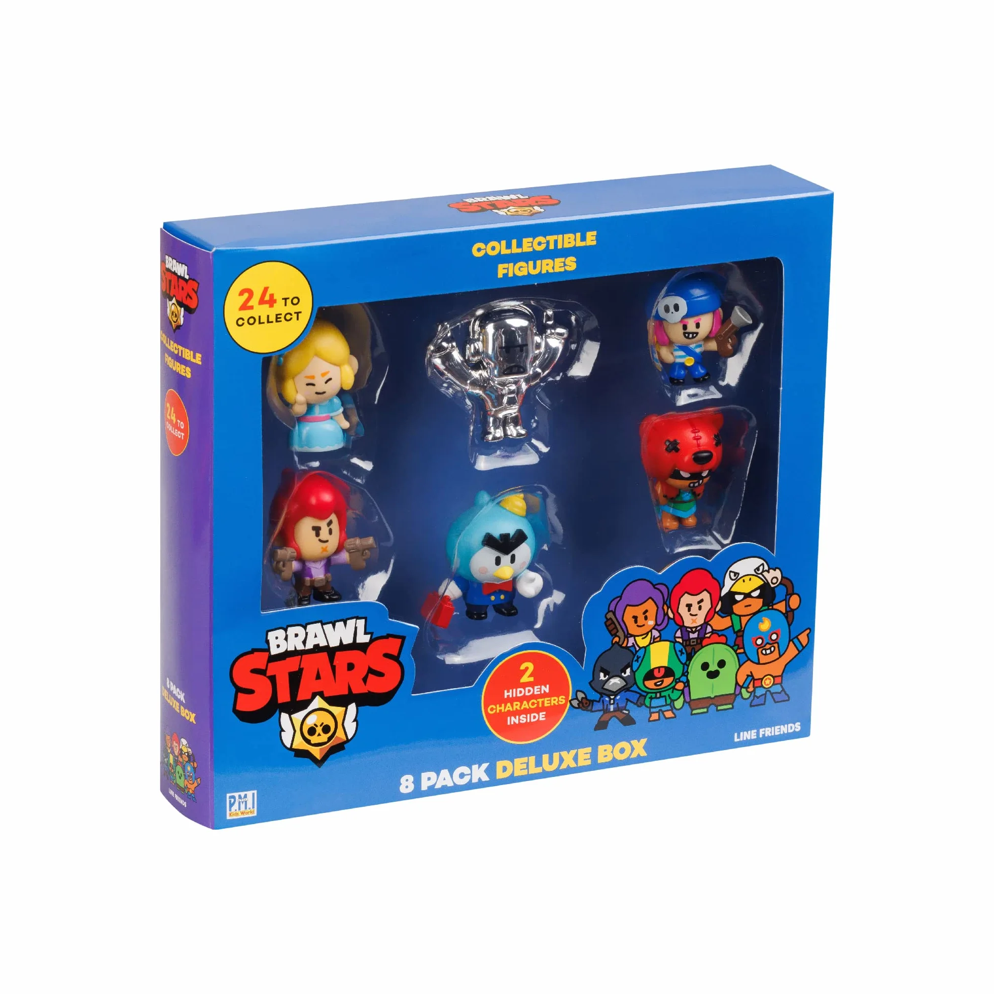 Brawl Stars Zestaw 8 mini figurek do kolekcjonowania | 2 tajemnicze postacie | 1 srebrna figurka | Figurki 5,1 cm | P.M.I. Oficjalnie licencjonowane zabawki | Supercell | Prezent dla graczy