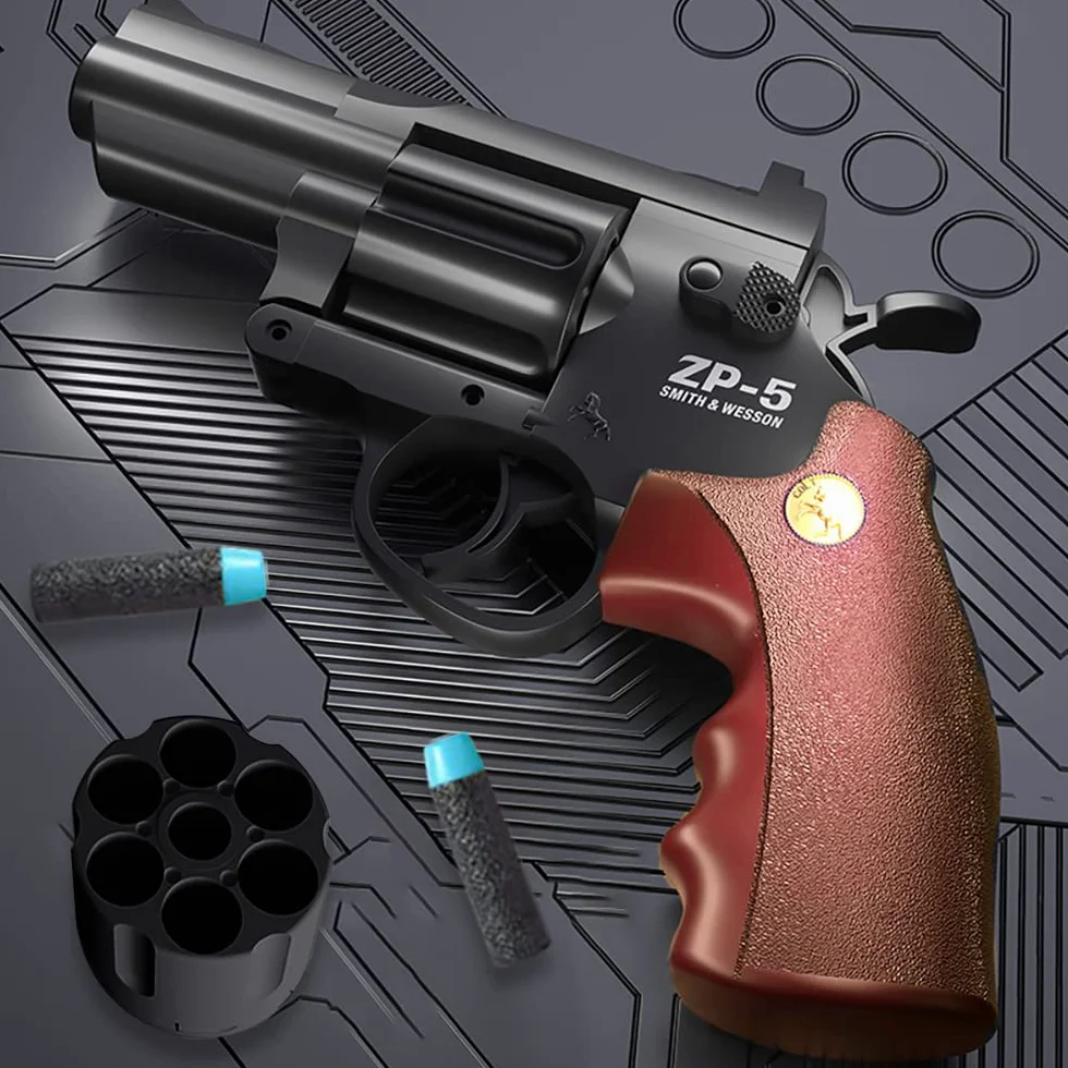 Zabawkowy pistolet piankowy, zabawka dla dzieci, pistolet zabawkowy, z 24 piankami EVA, do zabawy wewnątrz i na zewnątrz, dla dzieci od 7 lat (brązowy + czarny)