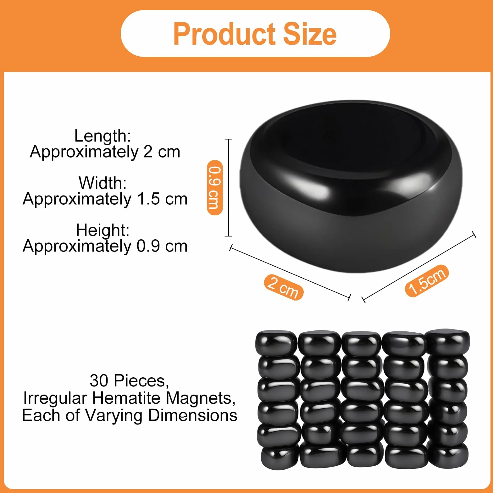 30 sztuk kamieni magnetycznych z hematytu, czarne, nieregularne magnesy, na spotkania rodzinne, kemping, do