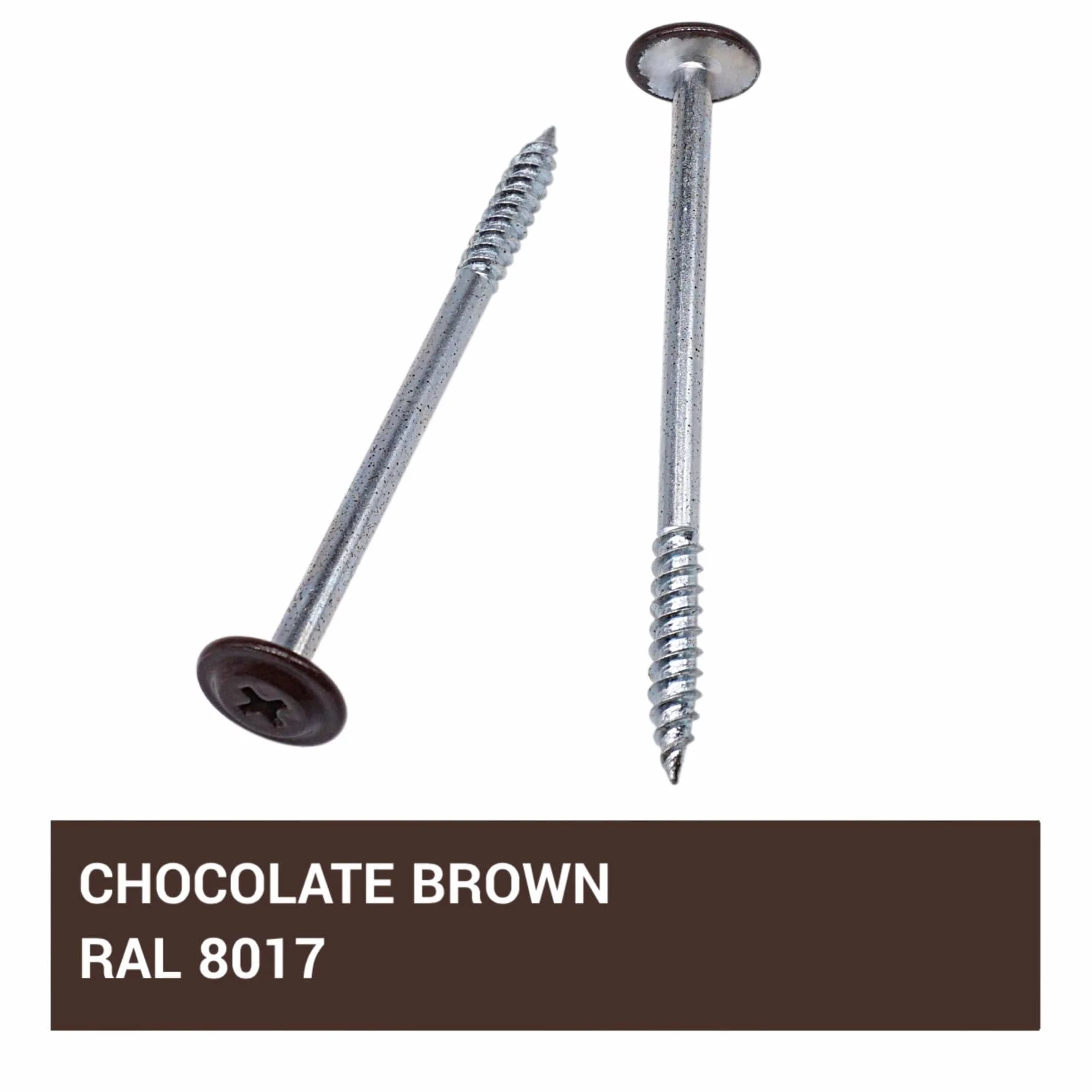 SKIR'CO (40 szt.) Malowane wkręty samogwintujące do drewna 4,2 x 65 mm, wkręt metalowy, łeb kratownicowy o zmodyfikowanym PH (czekoladowy brąz RAL 8017)
