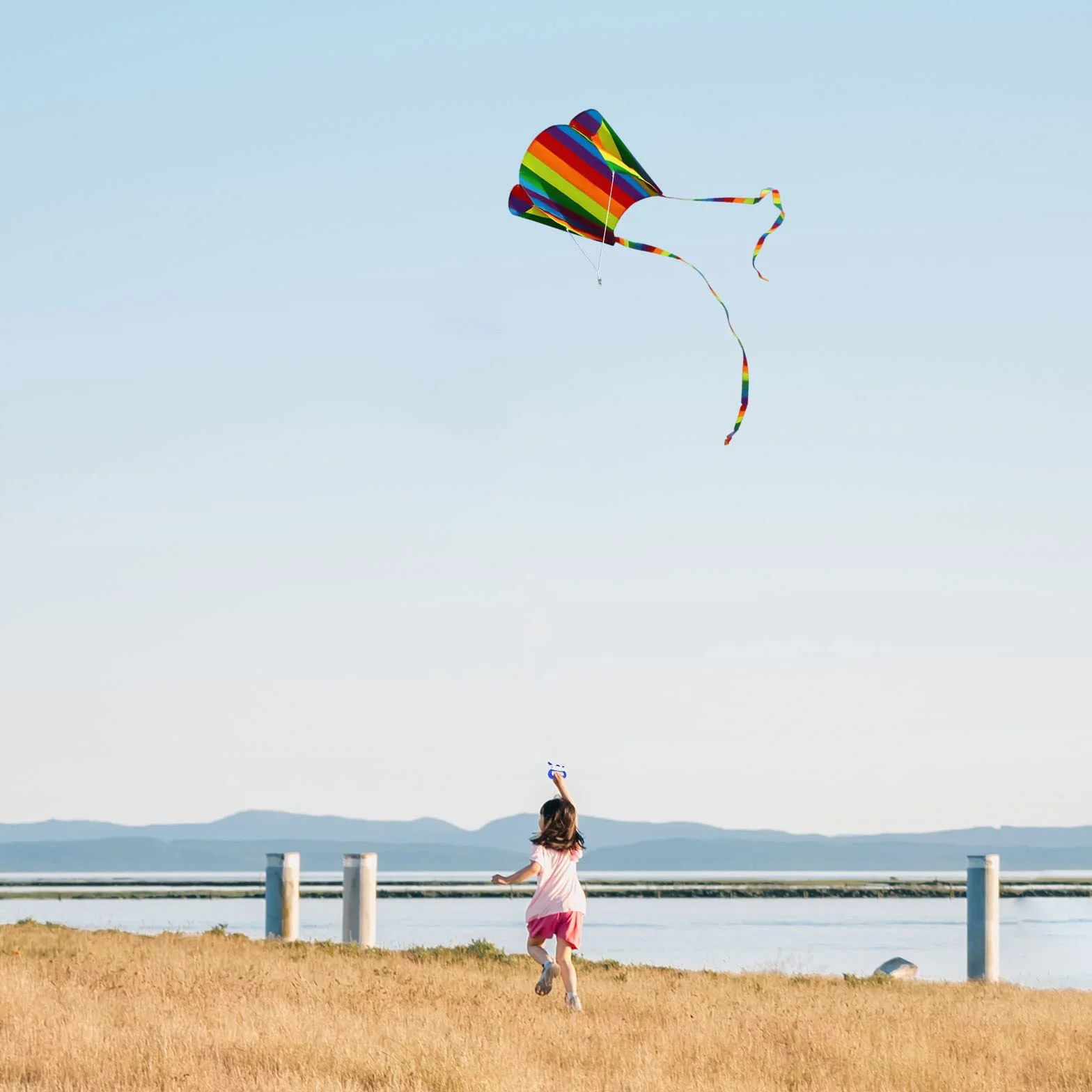 TSHAOUN Latawiec dla dzieci, tęczowy latawiec kolorowy kieszonkowy z długim ogonem, łatwy latawiec z linią sznurka, gra plażowa zajęcia na świeżym powietrzu dla początkujących, dzieci i dorosłych,