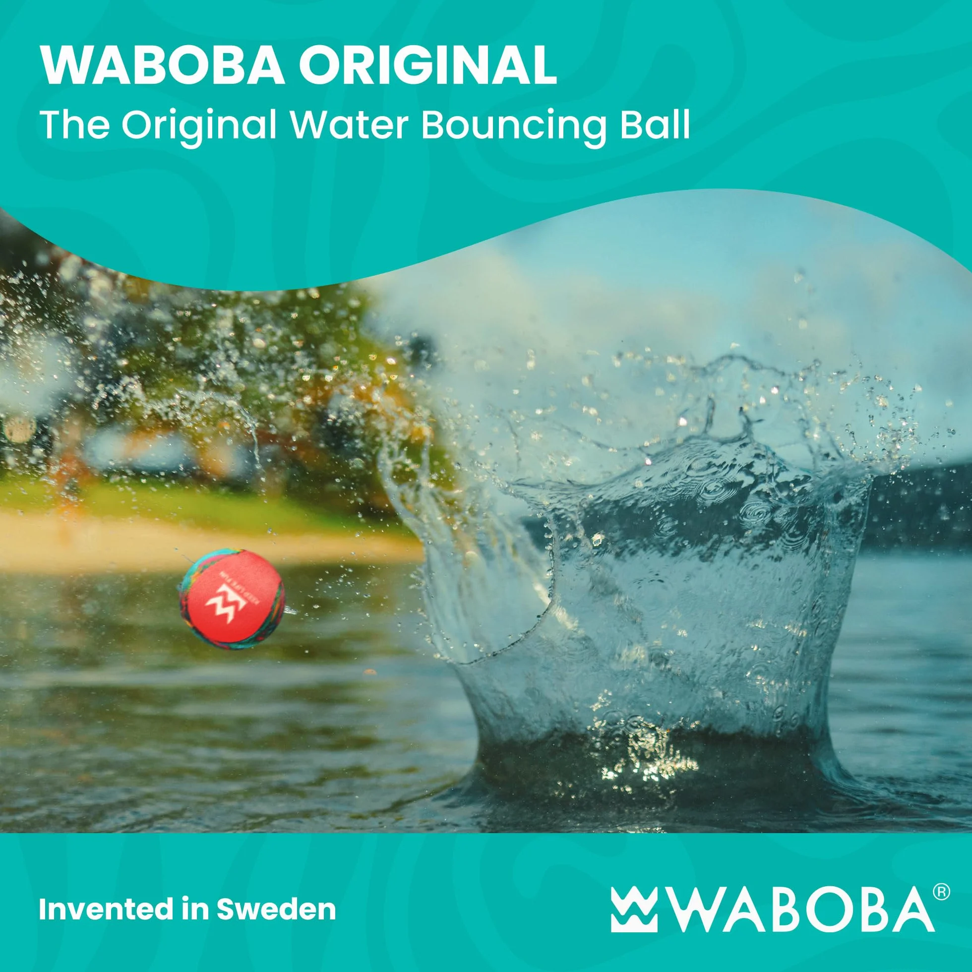 Waboba Piłka do skakania wodnego – oryginalna piłka Skip do oceanu, jeziora i basenu – wysokowydajna zabawka wodna dla niekończącej się letniej zabawy – wytrzymały, miękki rdzeń żelowy do łatwego
