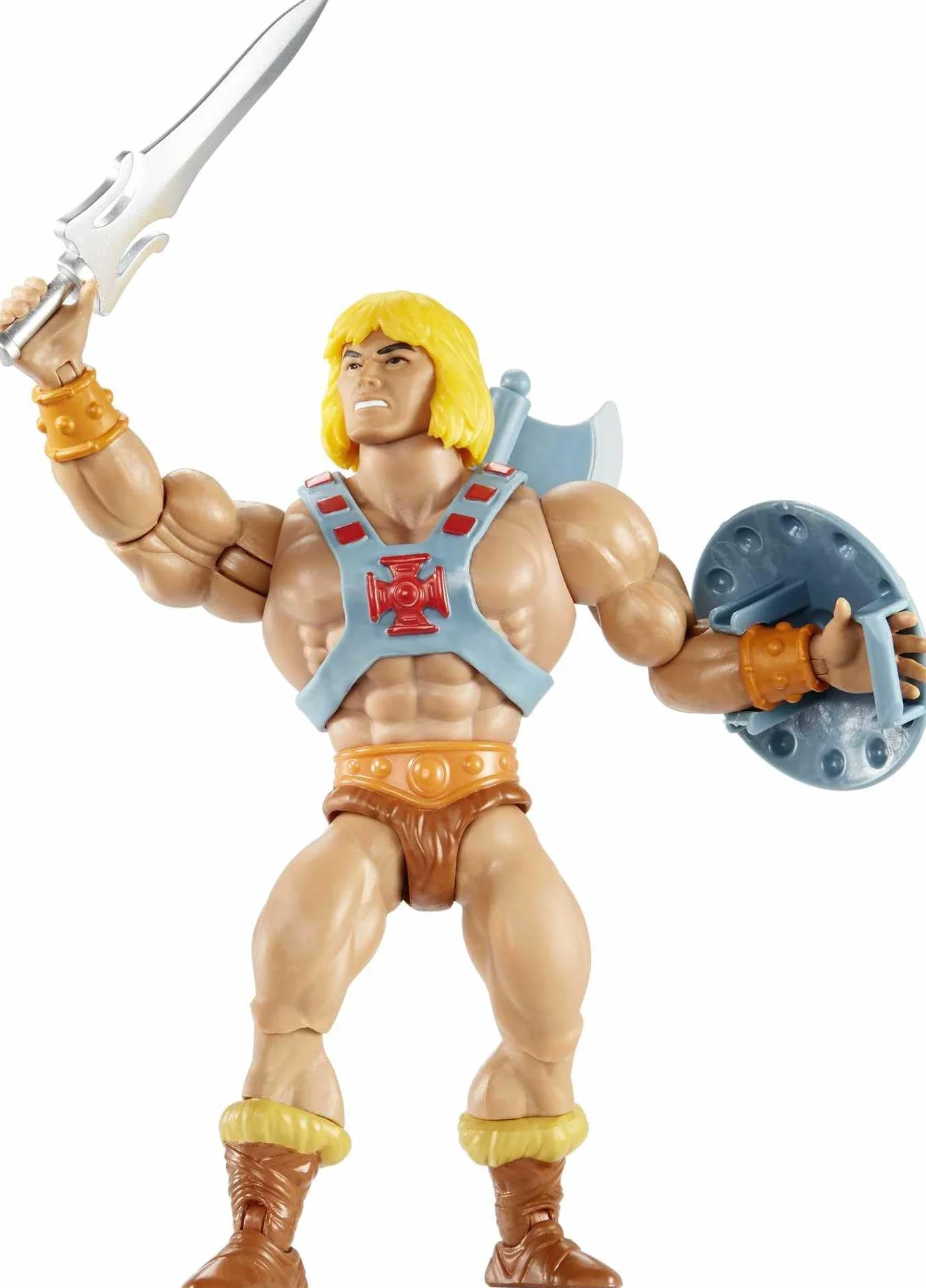 Masters of the Universe Origins He-Man Figurka (ok. 14 cm w skali), główny bohater serialu „He-Man i władcy wszechświata” z lat 80., szczegółowy wygląd, zabawka dla dzieci 6+, JNP97