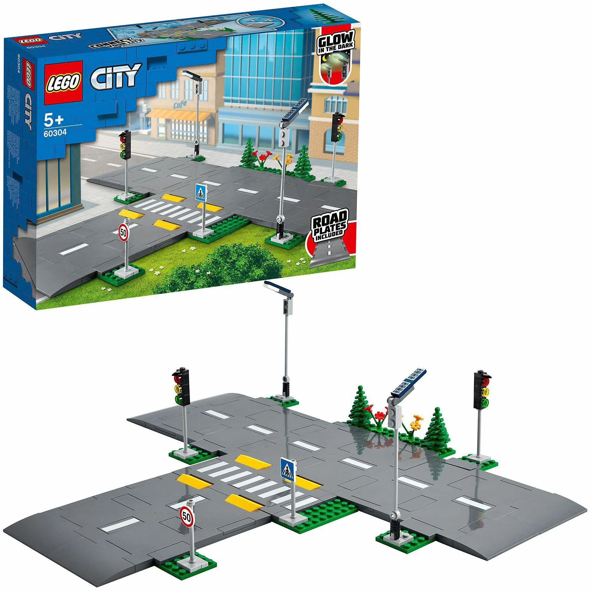 LEGO 60304 City Płyty Drogowe, Kreatywna Zabawka do Budowania, Prezent na Urodziny dla Chłopców i Dziewczynek od 5 lat