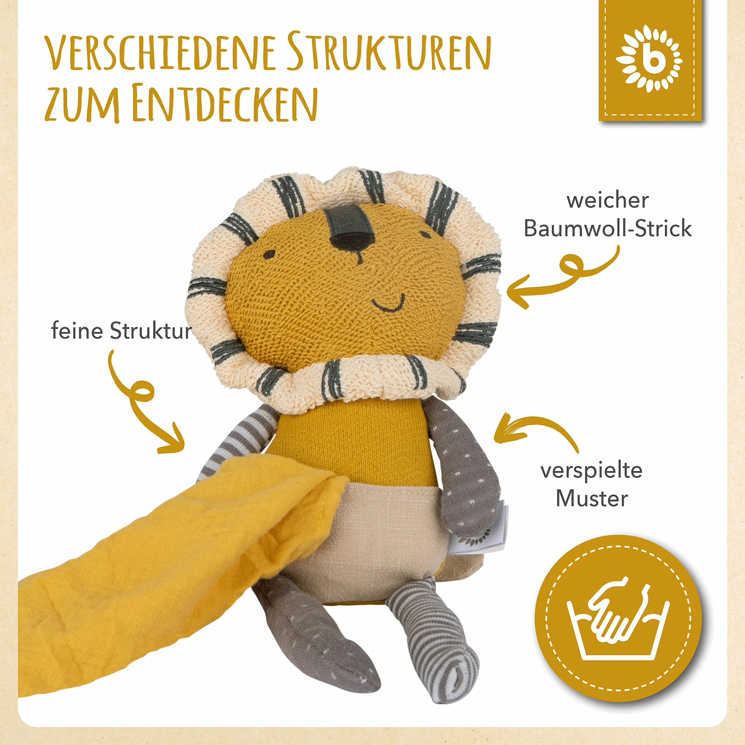 Bieco Lew Przytulanka z Chustką do Przytulania 30 cm dla Niemowląt