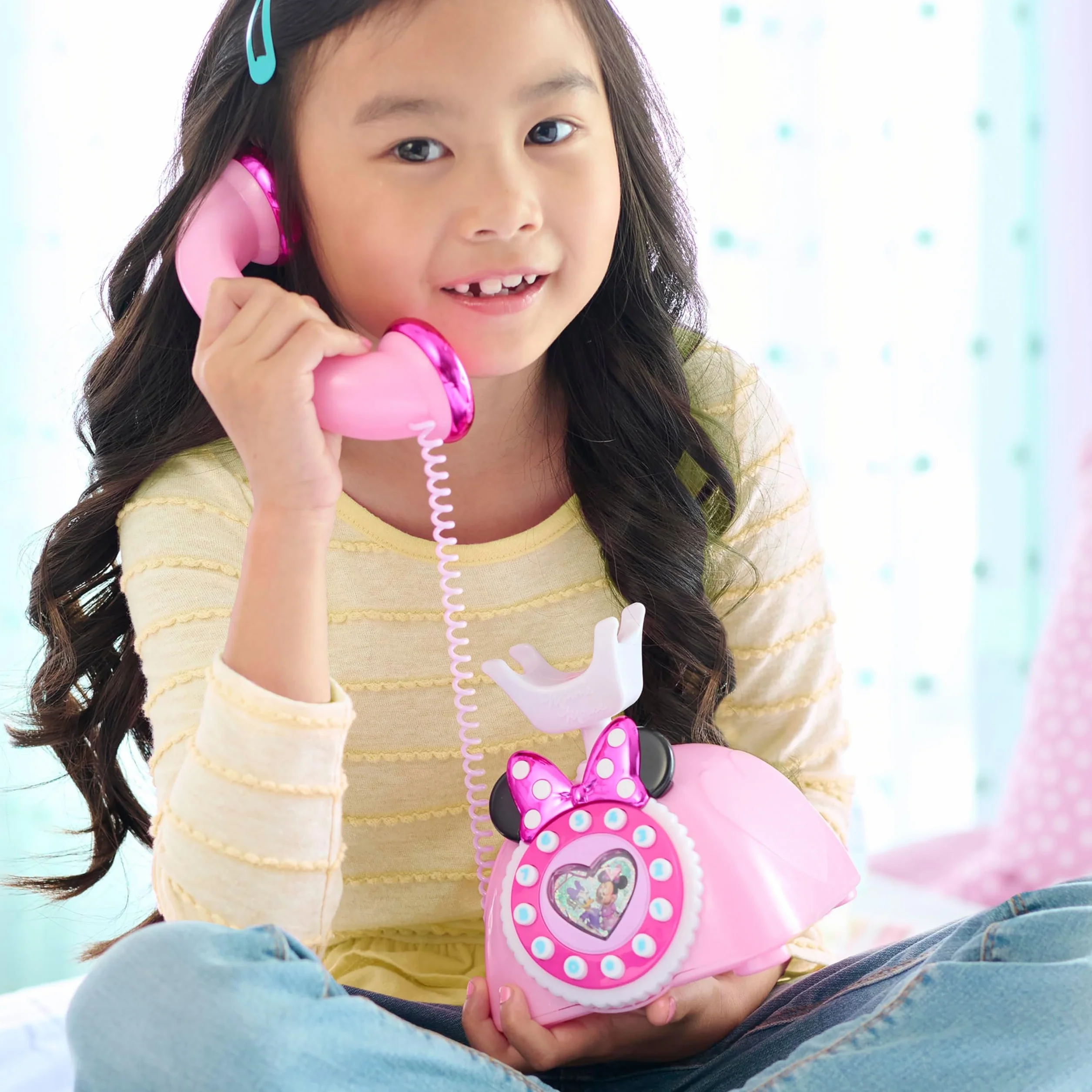 Disney Junior Minnie Mouse Ring Me Rotary Style Phone with Lights and Sounds, Pink
