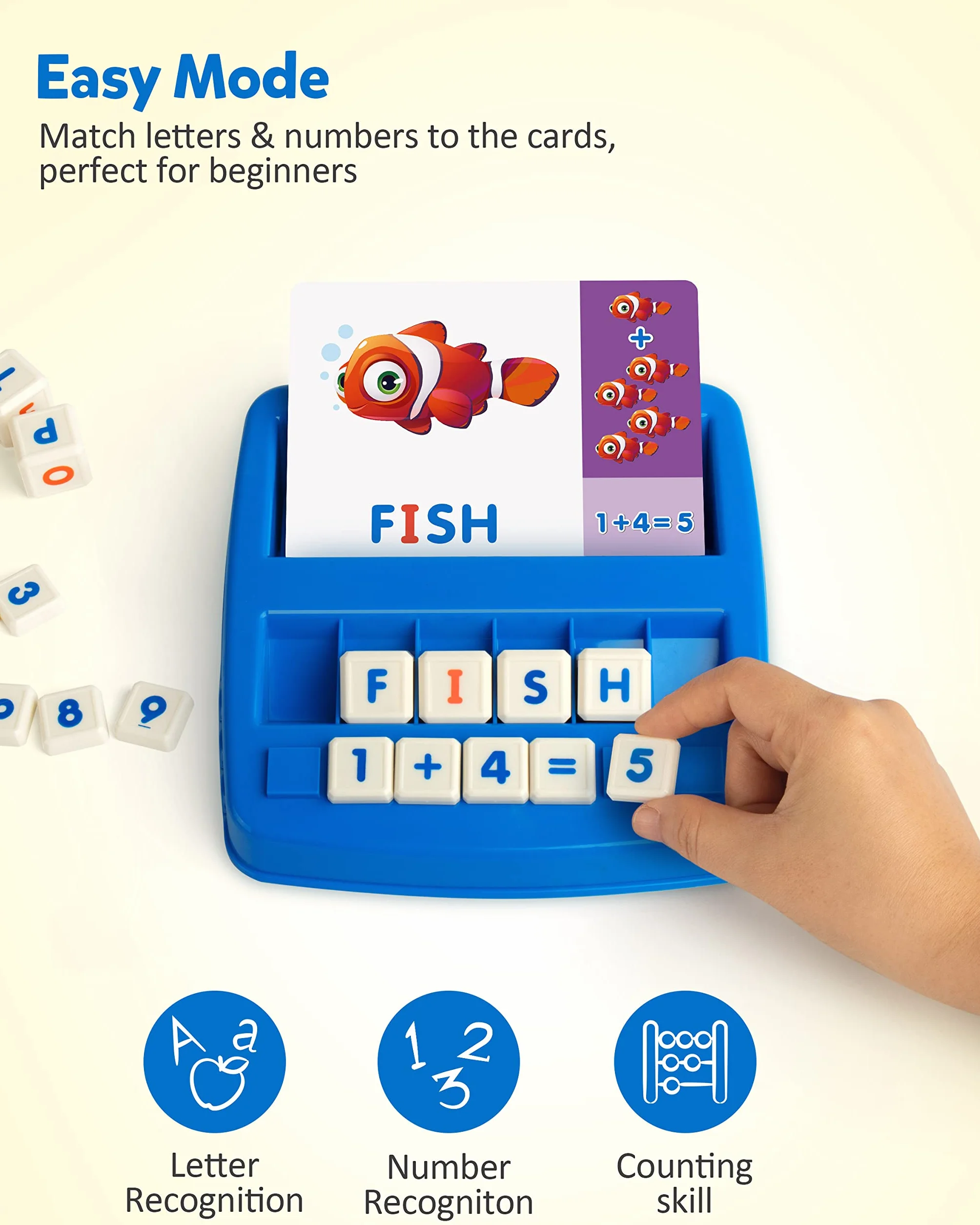 Coogam Gra z różnymi literami, alfabet ortografia czytanie kart flash, matematyka liczba słów puzzle Montessori wczesna nauka prezent zabawki edukacyjne dla 3, 4, 5 lat dzieci