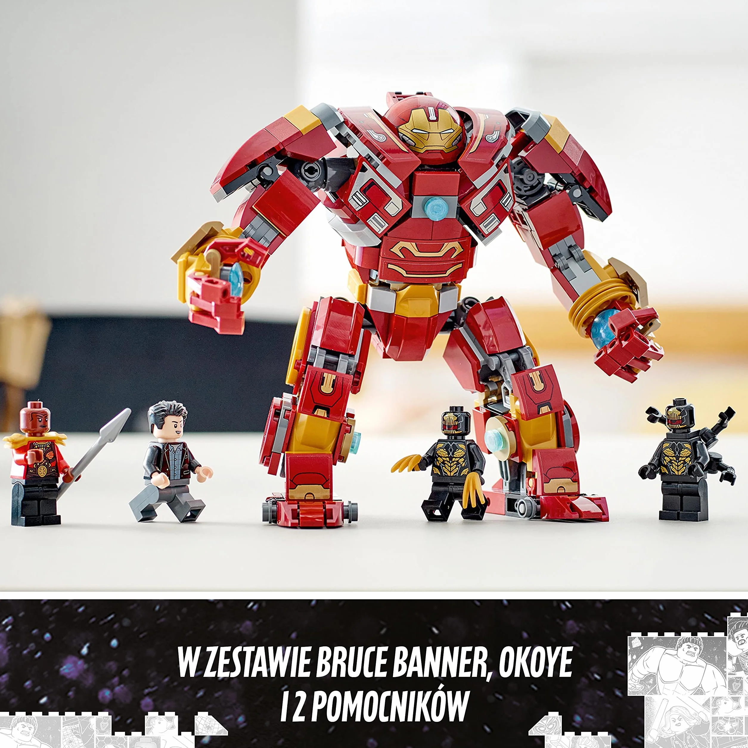 LEGO 76247 Marvel Hulkbuster: bitwa o Wakandę, Figurka Akcji, Zabawka do Budowania z Klocków Konstrukcyjnych z Minifigurką Hulka Bruce'a Bannera, Zestaw Kreatywny Avengers dla Dzieci