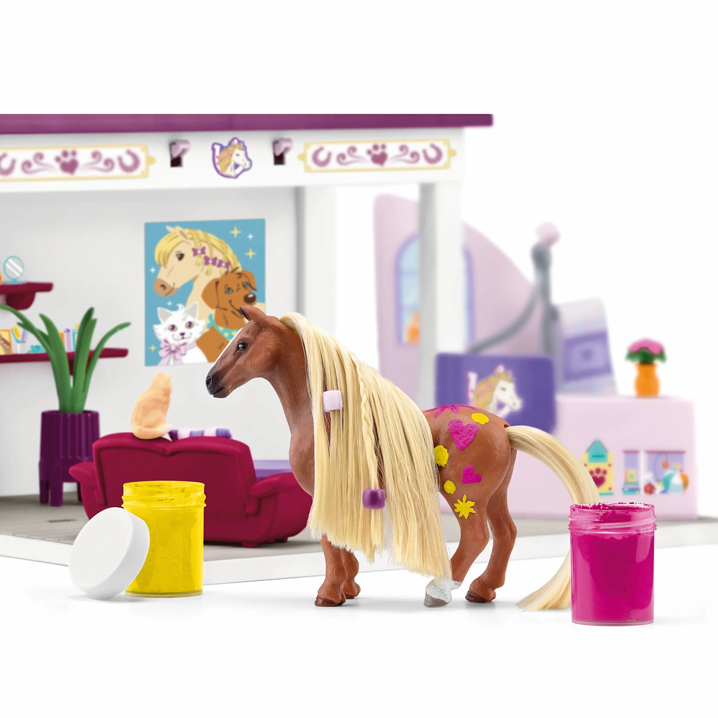schleich 42614 Salon piękności dla zwierząt, od 4 lat, HORSE CLUB Sofia's Beauties - Zestaw do zabawy, 18 kawałki