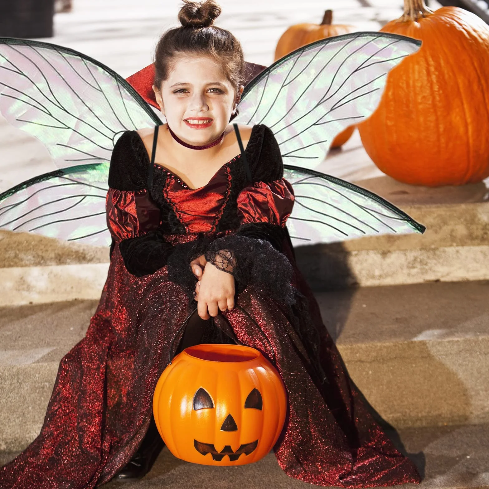 Fairy Wings For Girls, Girls Butterfly Wings Fairy Wings Sparkling Sheer Angel Wings, Dress Up Musujące Fairy Wings Sheer Wings Fairy Costumes For Birthday Party Halloween Game Favor(Pomarańczowy)