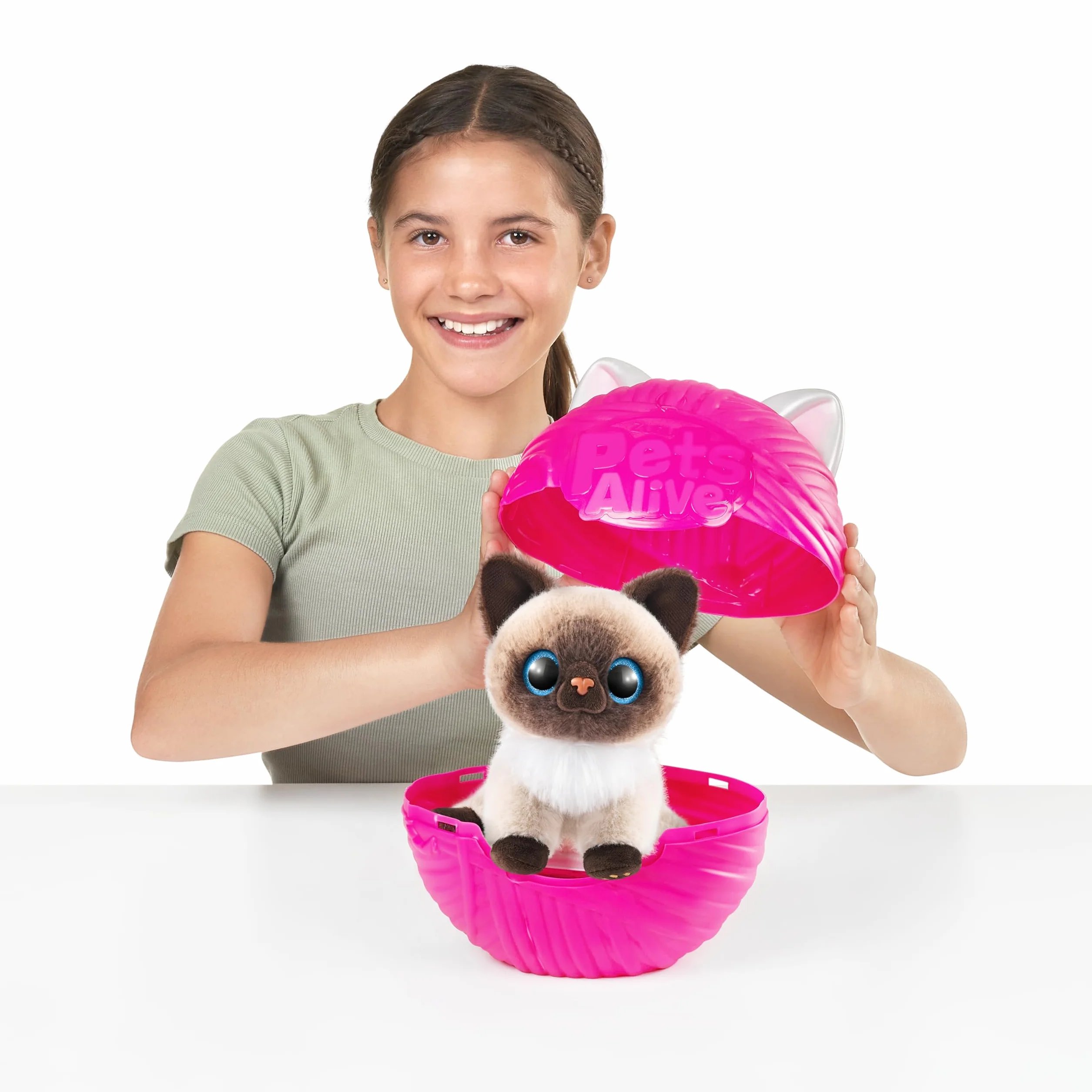 Pets Alive Smitten Kittens Ginger, Surprise Kitten Plush, ultramiękkie pluszaki, interaktywne zabawki dla zwierząt domowych, elektroniczny kotek dla zwierząt domowych, od 3 lat (imbir)