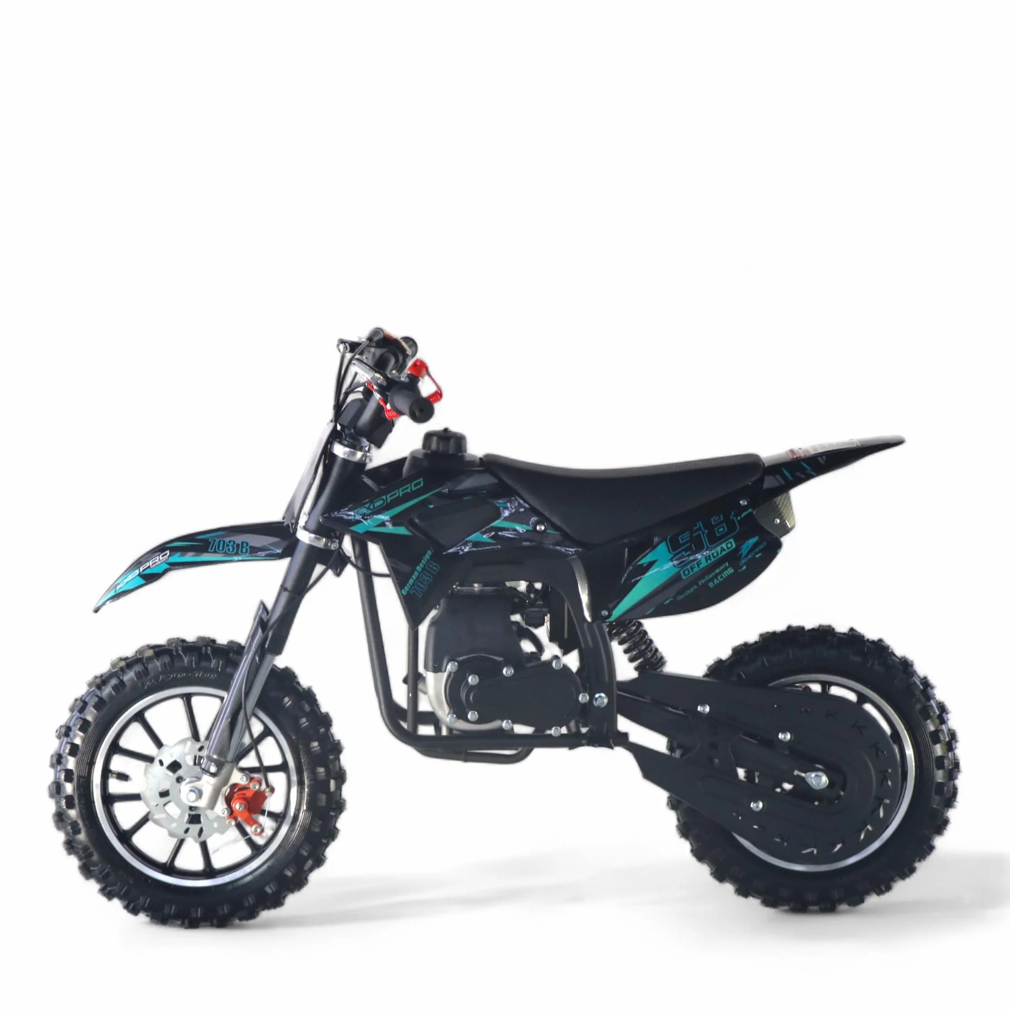 KXD 701A/706A/708A/703A /705 49 cm³ 2/4-suwowy Dirtbike Pocket Dirtbike Motocrossbike Motocross Motorrad Cross 49 cm³ silnik dirt bike Pocketbike (turkusowy, KXD 703B 4-suwowy 49 cm³ PullStarter