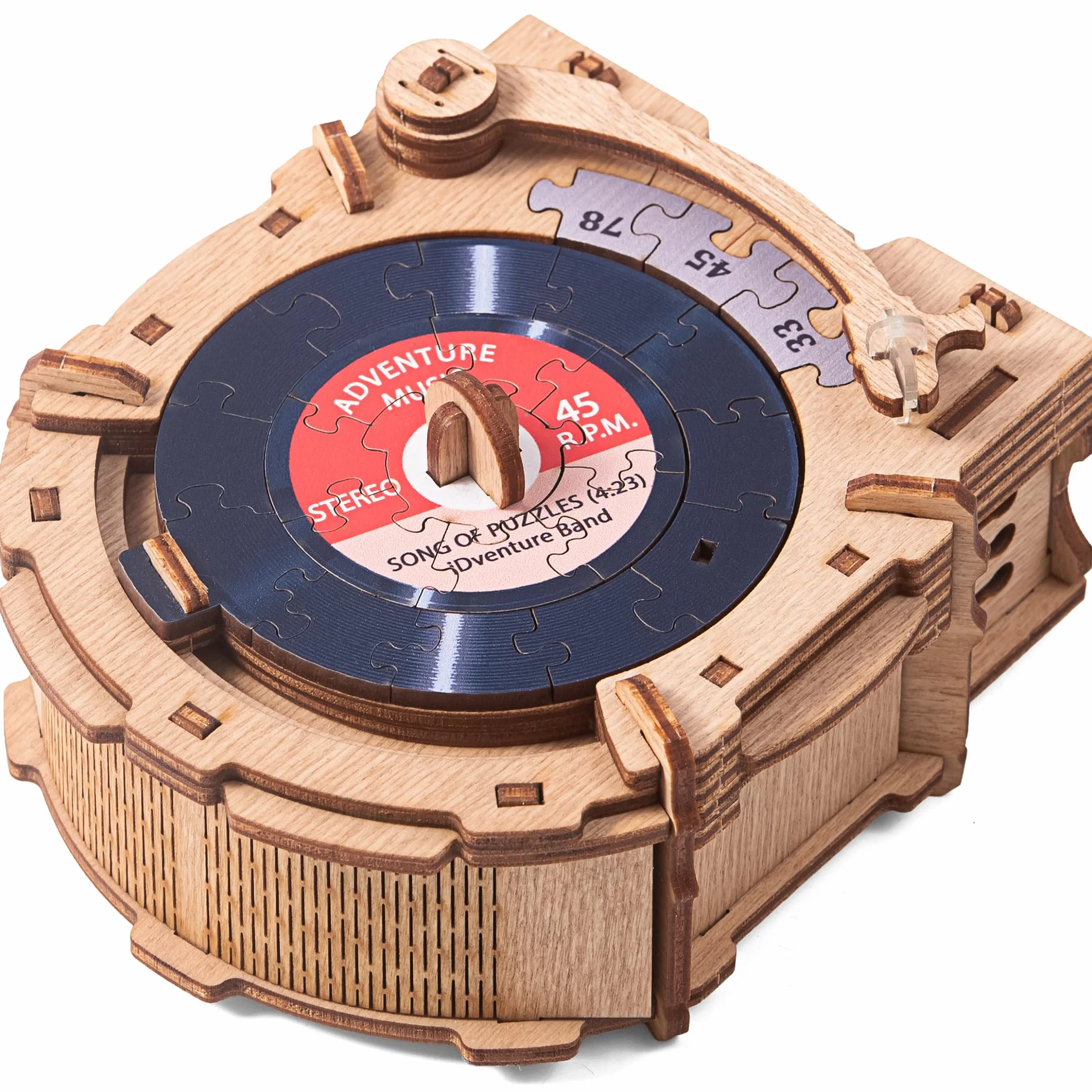 iDventure Cluepuzzle Record Player - pudełko z puzzlami z układanką - gra Escape Room - pudełko na prezent - skrzynia skarbów - drewniane puzzle 3D - sekwencyjne pudełko z puzzlami dla dorosłych