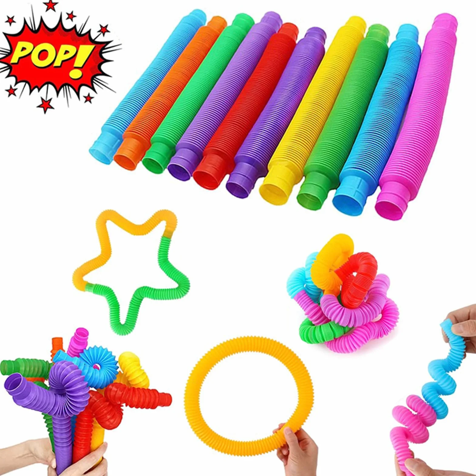 Pop Fidget Sensoryczne Rurki Edukacyjne Mini Pop Tube Wielobarwne Zabawki 16 sztuk