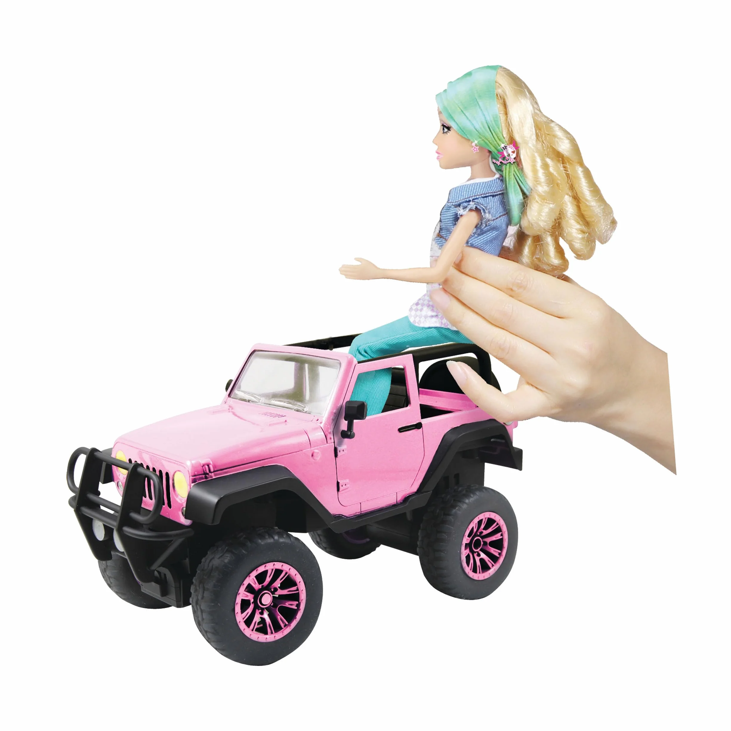 Dickie Toys RC SUV Girlmazing samochód zdalnie sterowany Jeep Wrangler, z 2 kanałami, 2,4 GHz, Turbo, w zestawie naklejki, od 6 lat, błyszczący metaliczny róż.