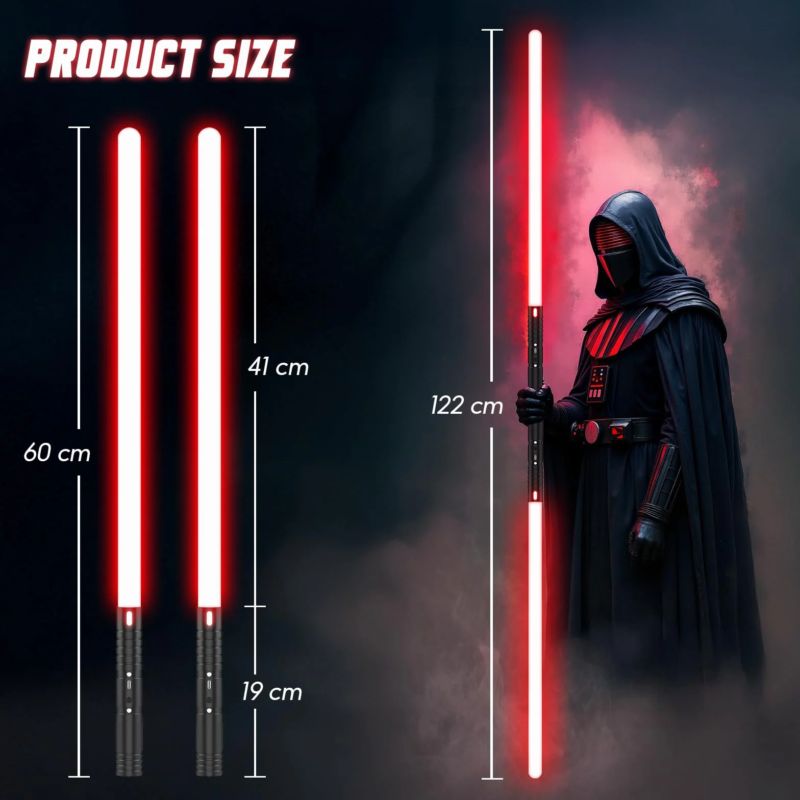 Miecz świetlny Star Wars, ulepszony miecz świetlny RGB 15 kolorów, ładowany przez USB z metalowym uchwytem, z trybem dźwięków, laserowy miecz zabawka dla dzieci i dorosłych, prezenty na imprezę
