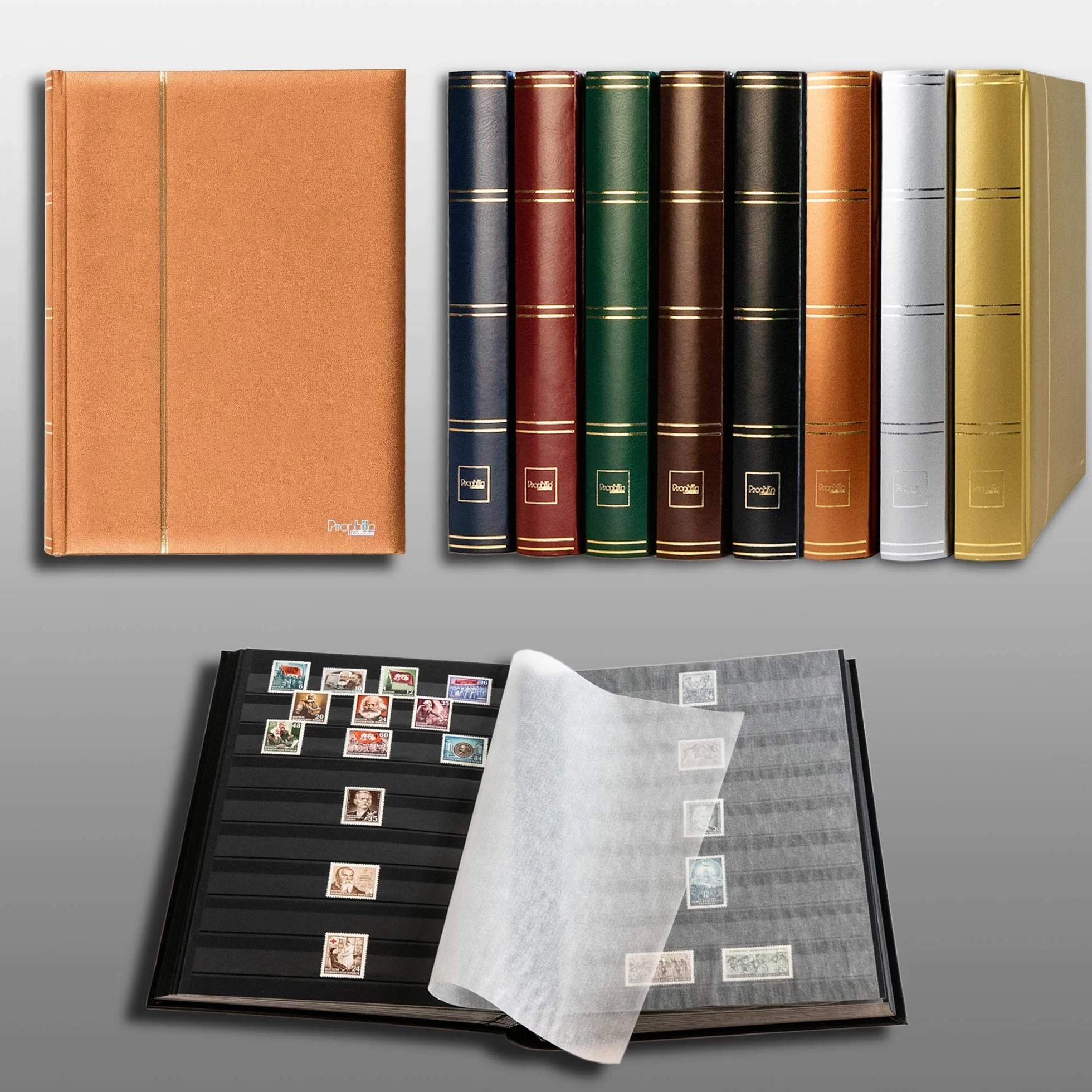 Prophila Collection Metallic Edition 60 czarnych stron album na znaczki listowe okładka z brązu