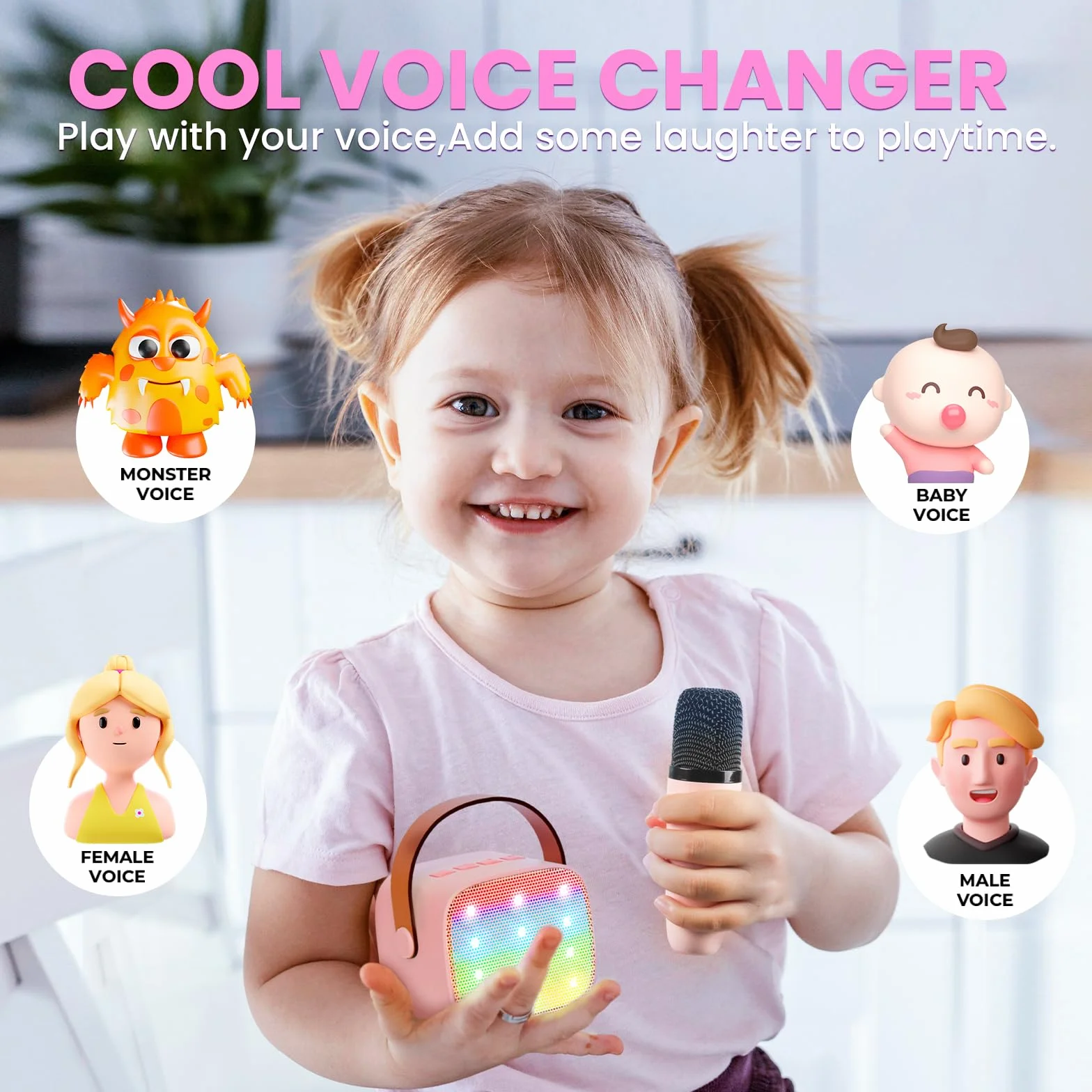 Ulepszony ekspres do karaoke 2 mikrofony dla dzieci dla dziewczynek: Wowstar Kids Karaoke Machines z mini mikrofonami karaoke - przenośny głośnik Bluetooth dla dzieci - zabawki prezenty dla chłopca