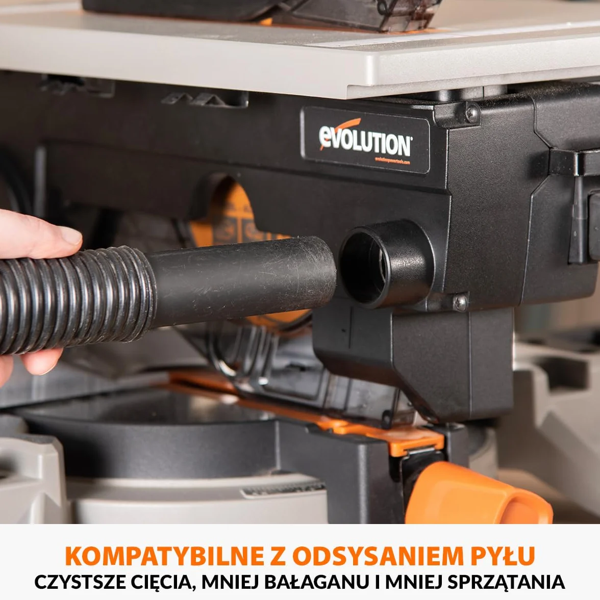 Evolution Power Tools R210MTS-G2 Zmienna piła ukośna/stołowa, kompaktowa, wielofunkcyjne cięcie różnych materiałów, ostrze TCT w zestawie do cięcia drewna, plastiku i metalu, 210mm