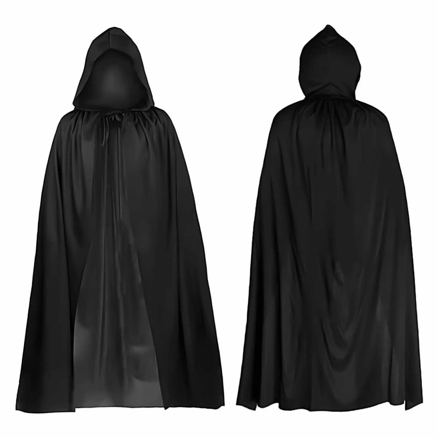 Czarna peleryna z kapturem, długi szlafrok dla dorosłych/dzieci, średniowieczny płaszcz, czarownica, cosplay, szlafrok na maskaradę, kostium na Halloween, imprezę cosplay, 180 cm