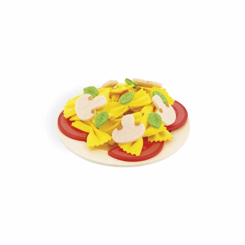 Janod - Pasta Mix - Zestaw Makaronów - Imitacja Gotowanie i Dinette - 58 elementów w zestawie z drewna, kartonu i filcu - Certyfikat FSC - Farba na bazie wody - Od 3 lat, J06598