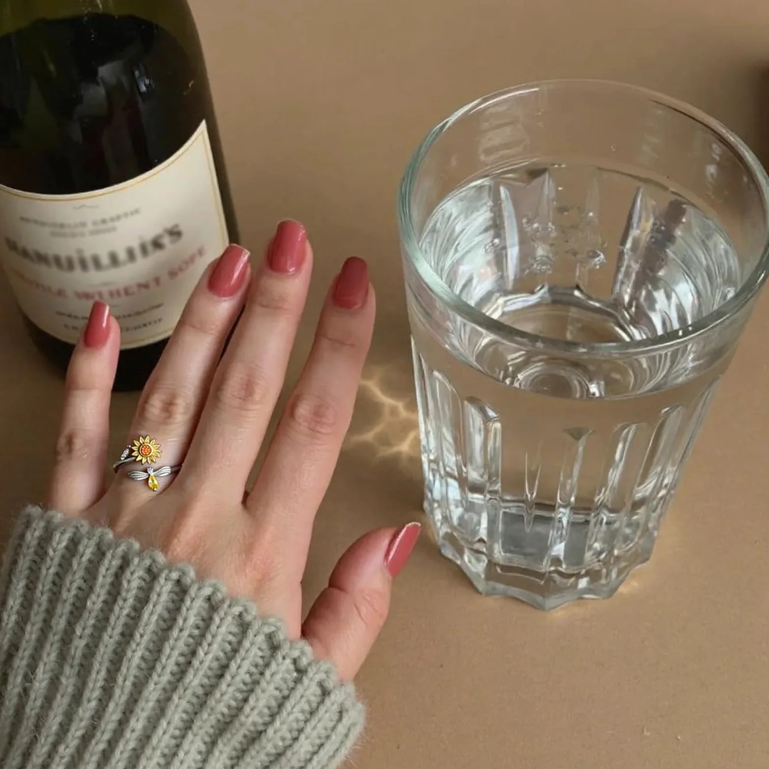 2 szt. pierścień antystresowy obrotowy Fidget Anxiety Ring słonecznik, regulowany otwór na akcesoria, relaks