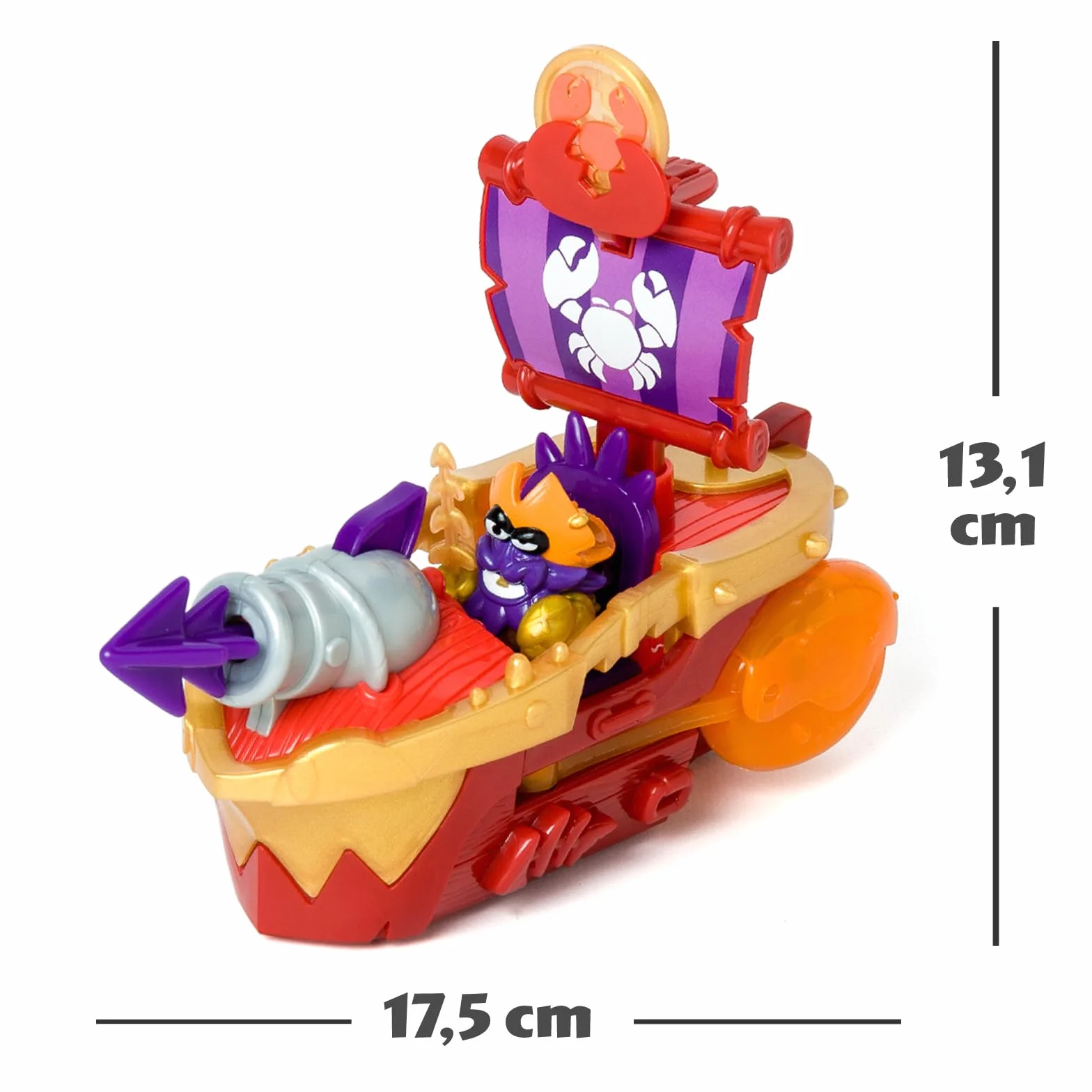 PIRATIX ADVENTURE WORLD Sea Crusher – Statek piracki w kształcie kraba. Zawiera 1 Statek Piratów, 1 ekskluzywny Piratix, 1 Ekskluzywny Skarb, 1 Akcesoria, 1 lufa i 1 pocisk