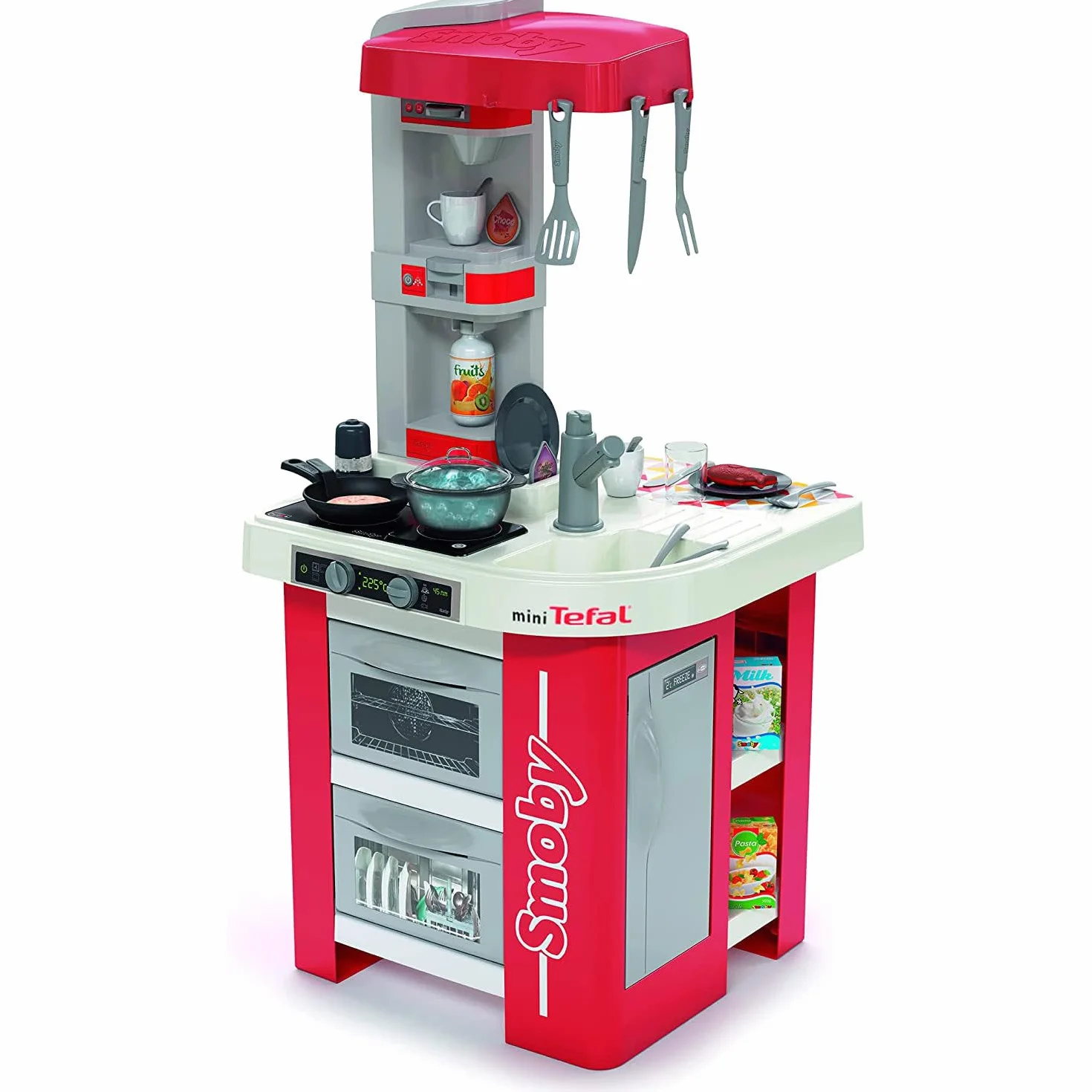 Smoby - Kuchnia Studio Bubble Red,7600311055, 3 lata, 26 akcesoriów, efekt wrzenia wody, kolor czerwony, wyprodukowano we Francji