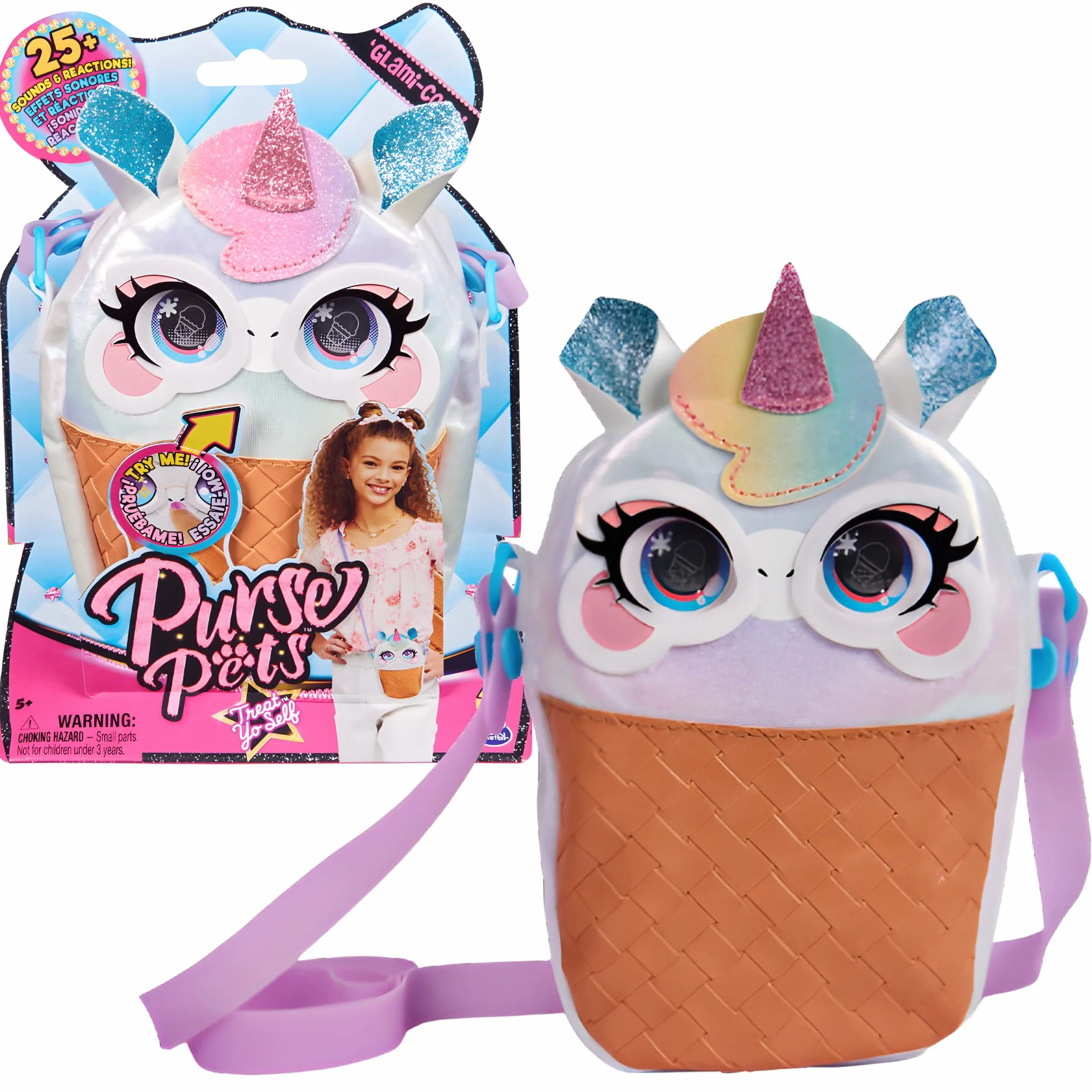 Purse Pets Jednorożec Glamicorn z dźwiękami i reakcjami +25 - Jednorożce Prezenty dla dziewczynek powyżej 5 lat - Torebka dla dziewczynki