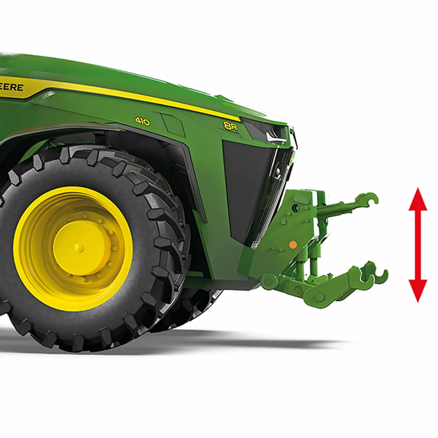 WIKING 077859 Ciągnik John Deere 8R 410, 1:32, Metal,Plastik, od 14 lat, wiele funkcji, otwierana maska, ruchome cięgła górne i dolne