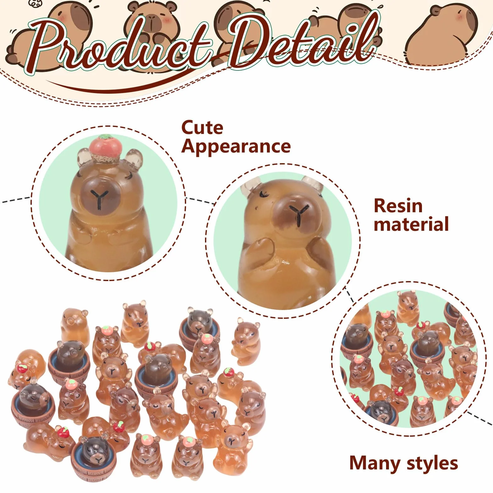 GlamRays Zestaw 30 świecących minifigurek kapibara z żywicy świecąca kapibara mini zabawka prezenty biurko blat do użytku na zewnątrz dekoracja rzemieślnicza