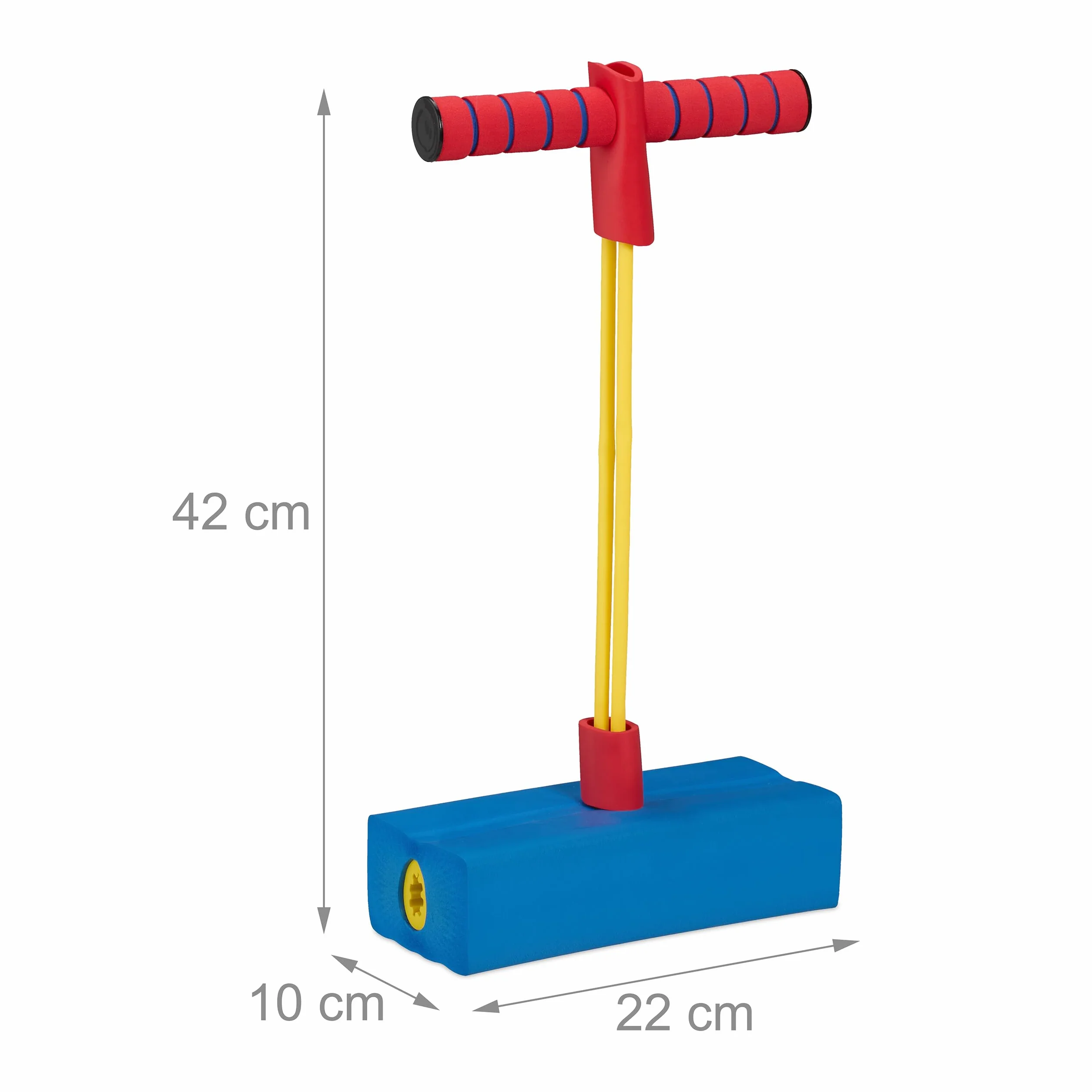 Relaxdays Pogo Jumper dla dzieci, do 80 kg, zabawka do skakania na zewnątrz, bungee hopper, z piszczeniem, pianka, kolorowa