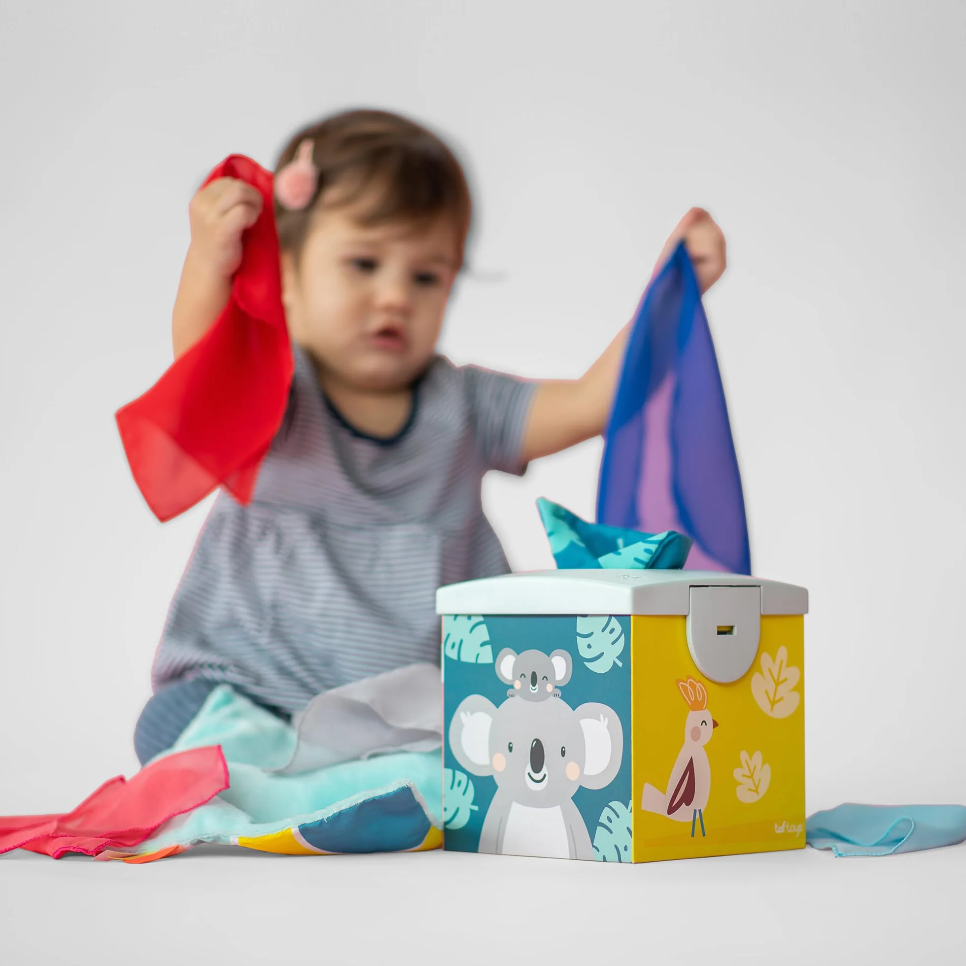 Taf Toys Sensory Wonder Tissue Box For Infants & Toddlers, Colourful Pull Scarves and Koala Daydream Crinkling Blankies For Educational Preschool Learning & Development