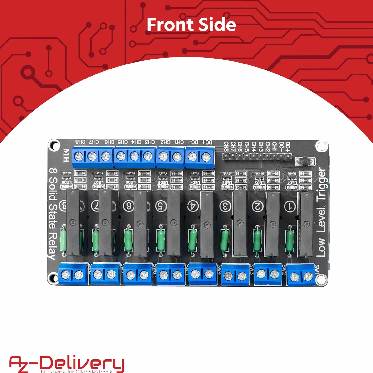 AZDelivery 5 x 8-kanałowy moduł przekaźnika 5 V DC Solid State Relais Low Level Trigger Power Switch Relais Board kompatybilny z Arduino i Raspberry Pi łącznie z eBook
