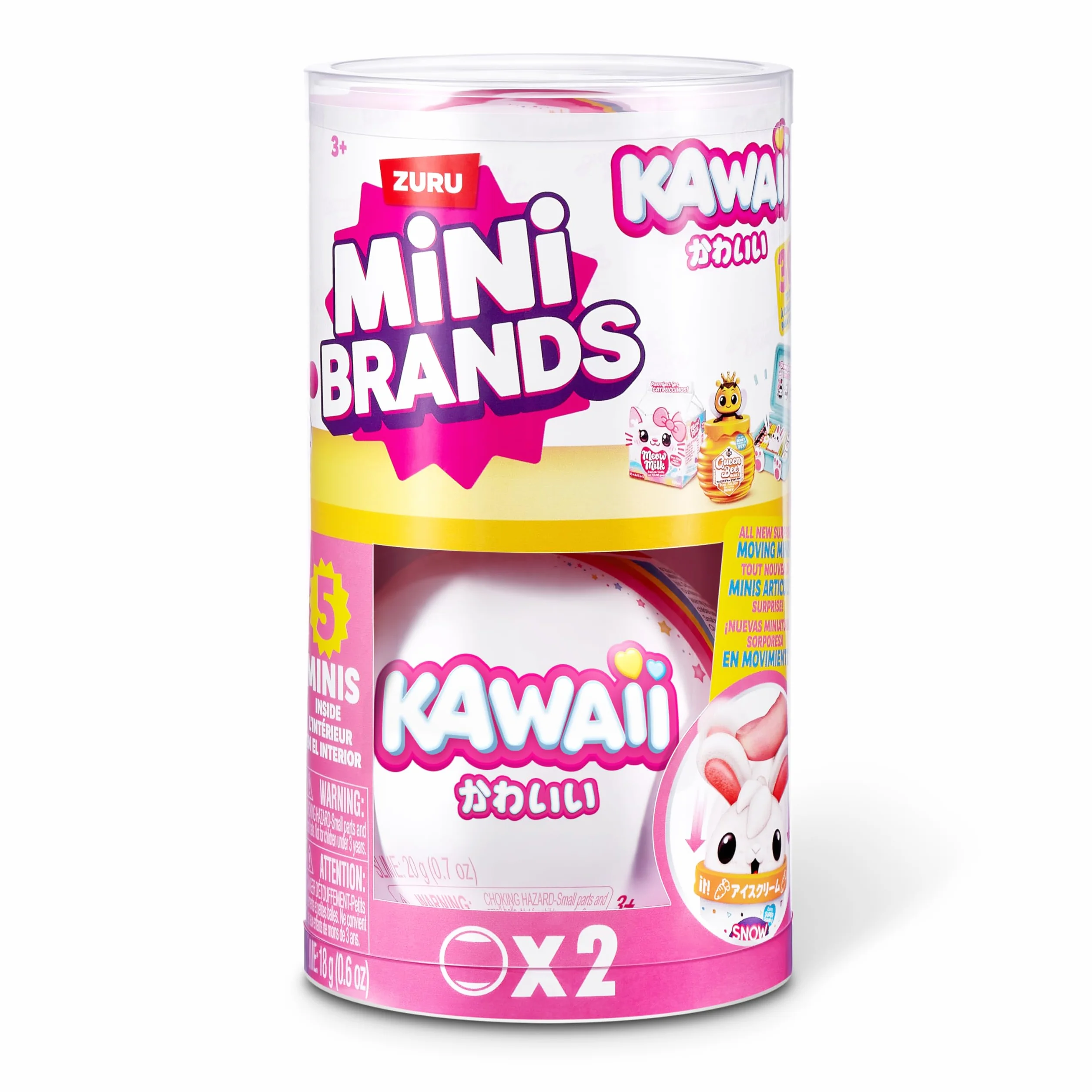Mini Brands Kawaii Capsule firmy ZURU, Surprise Kawaii kolekcjonerskie minis, opakowanie ślepe, przedmioty kolekcjonerskie o tematyce japońskiej (2 kapsułki)