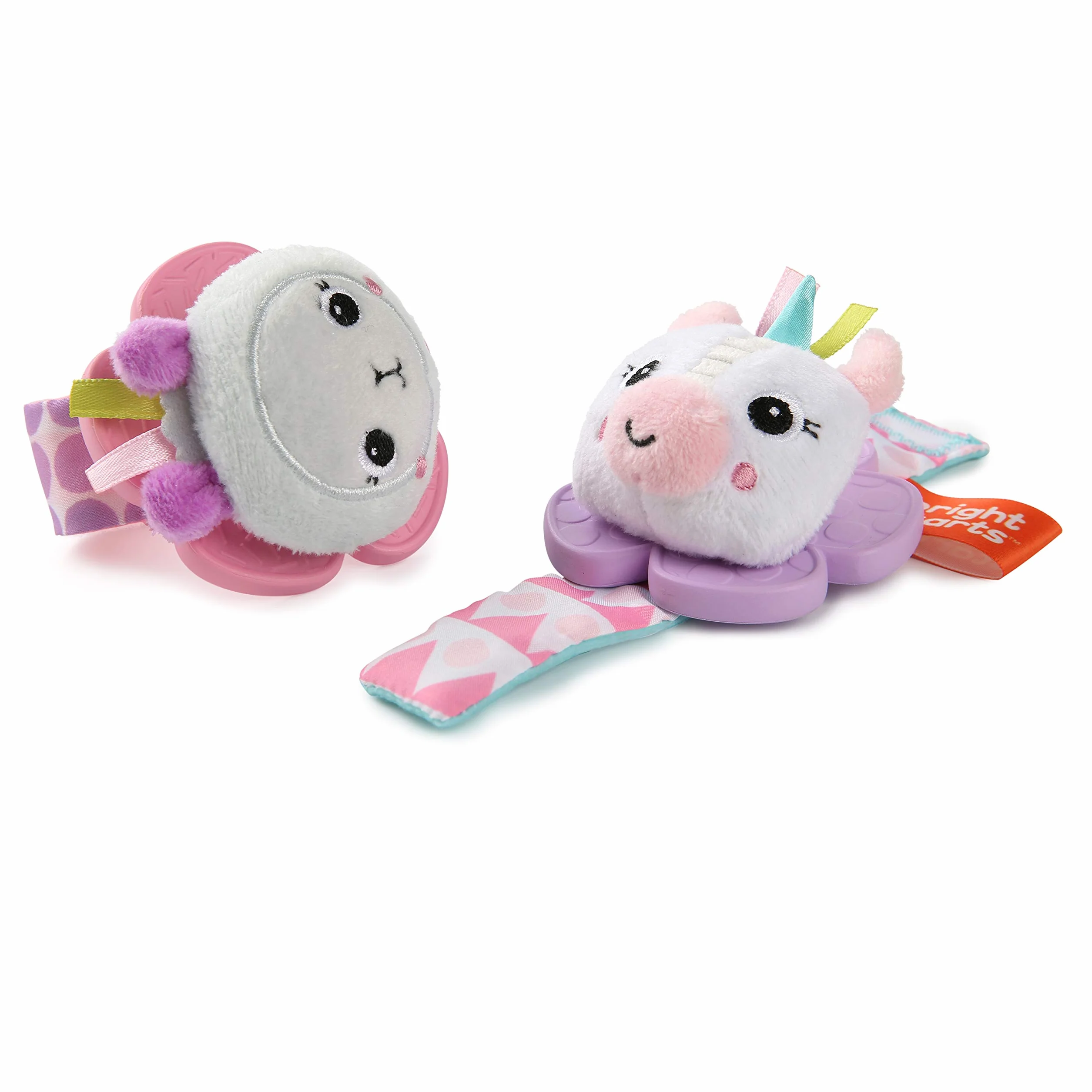 Bright Starts Grzechotka i gryzak bez BPA Wrist Pals zabawka dla niemowląt jednorożec lama