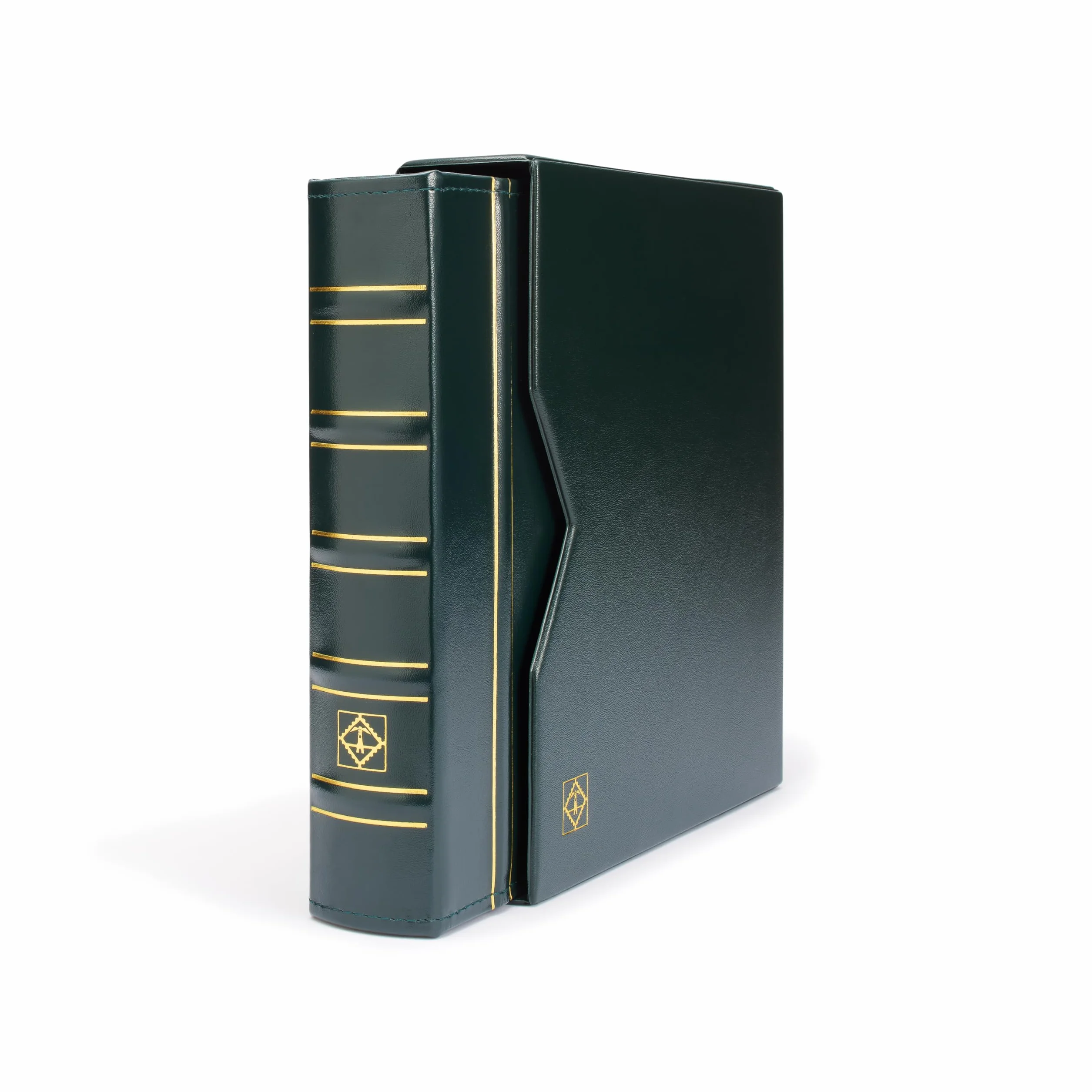 Leuchtturm 320397 Optima Classic album na monety – 10 koszulek na monety o średnicy 42, 27, 20, 34 mm, 2 okładki, kaseta ochronna – zielony