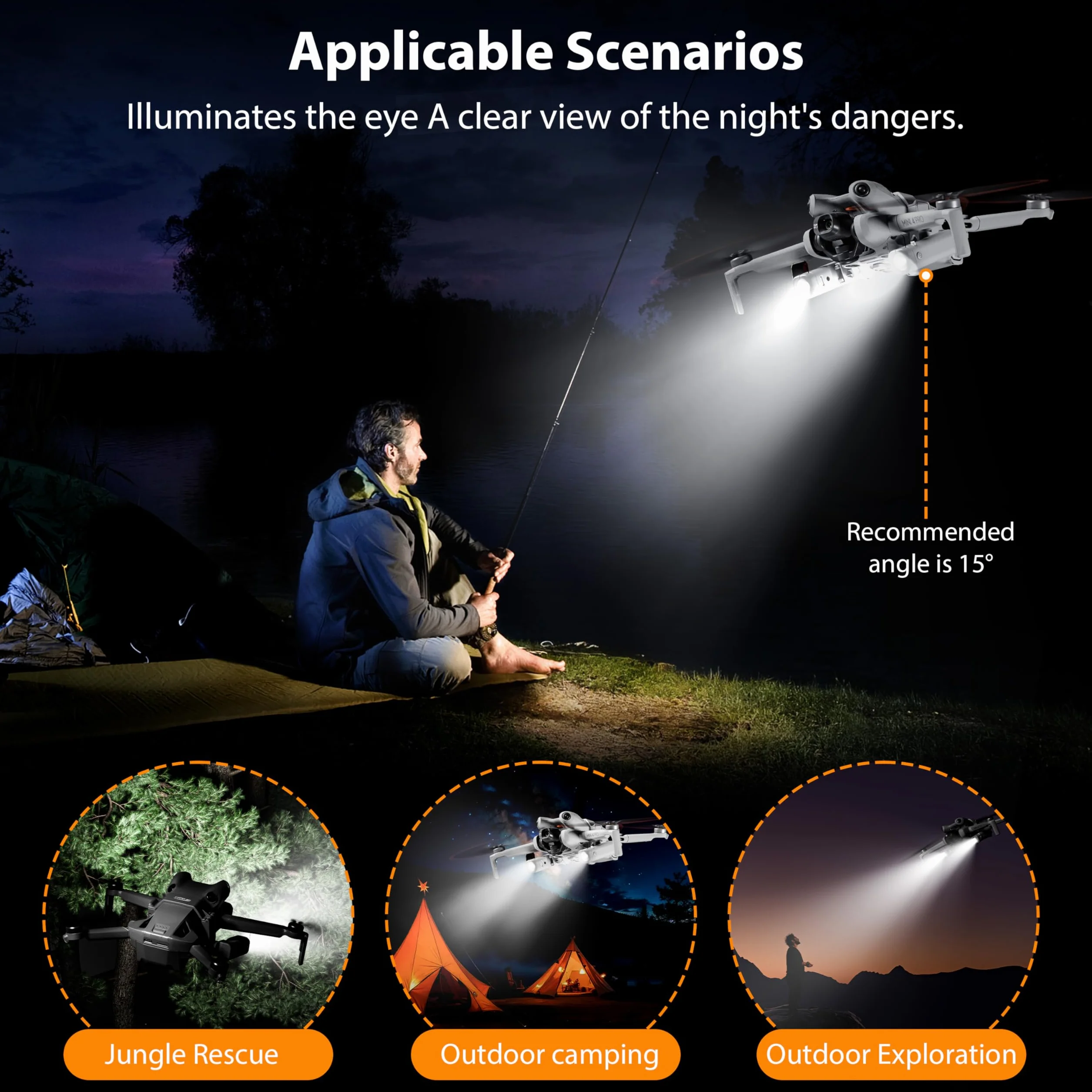 STARTRC Mini 4 Pro LED Lampka Nocna do Nawigacji, Reflektor z Uchwytem, Ochrona Przed Kolizją dla DJI Mini 4