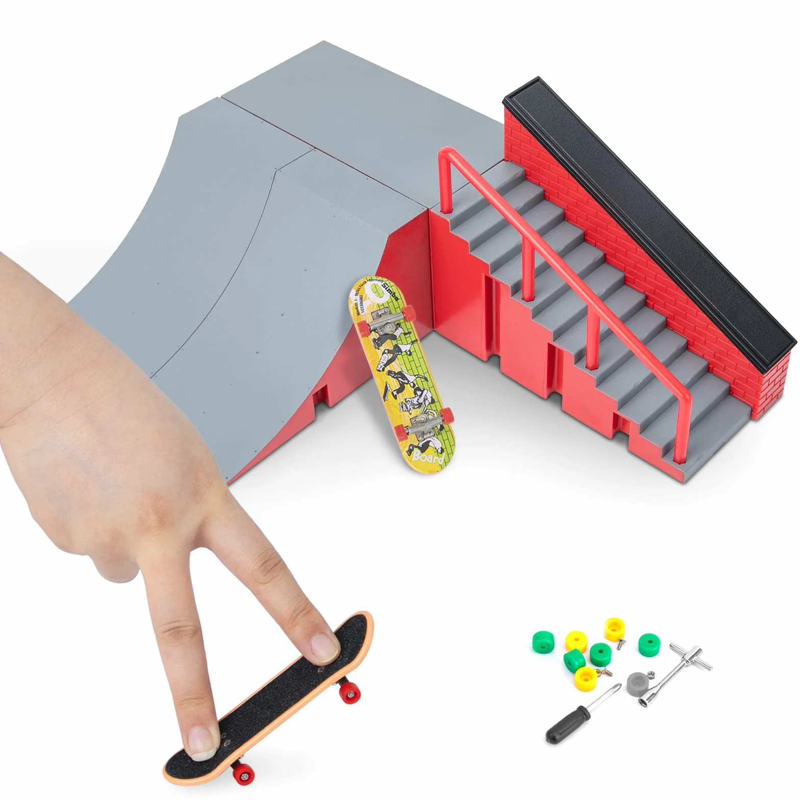 Zestaw ramp na deskorolkę, mini podstrunnica, zestaw ramp do jazdy na deskorolce, palcach, deskorolce, rekwizyty sportowe (B)